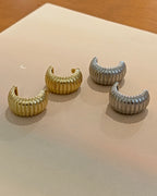 Ribbed Chunky Crescent Hoop Earrings