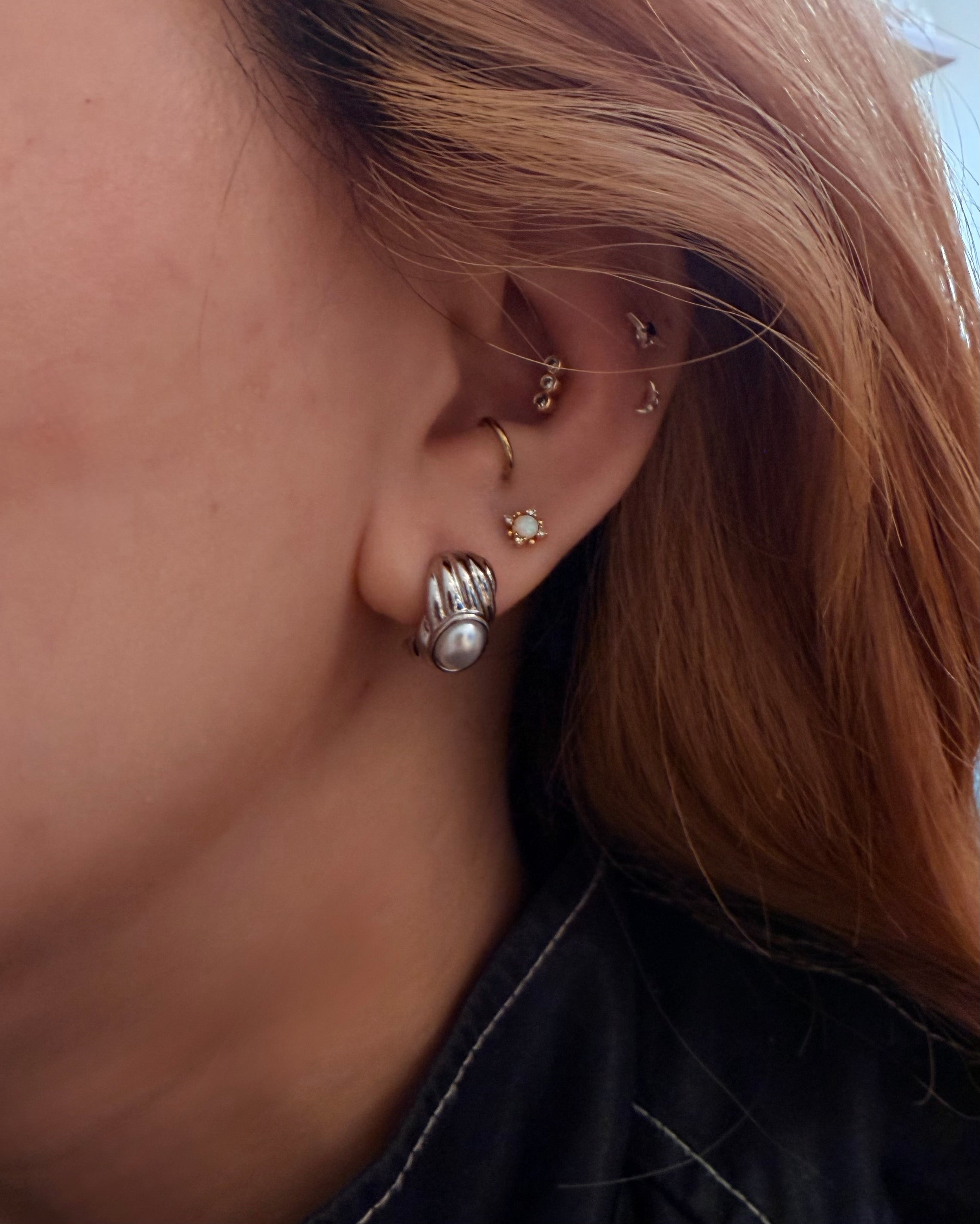 Pearl vintage style brass earrings