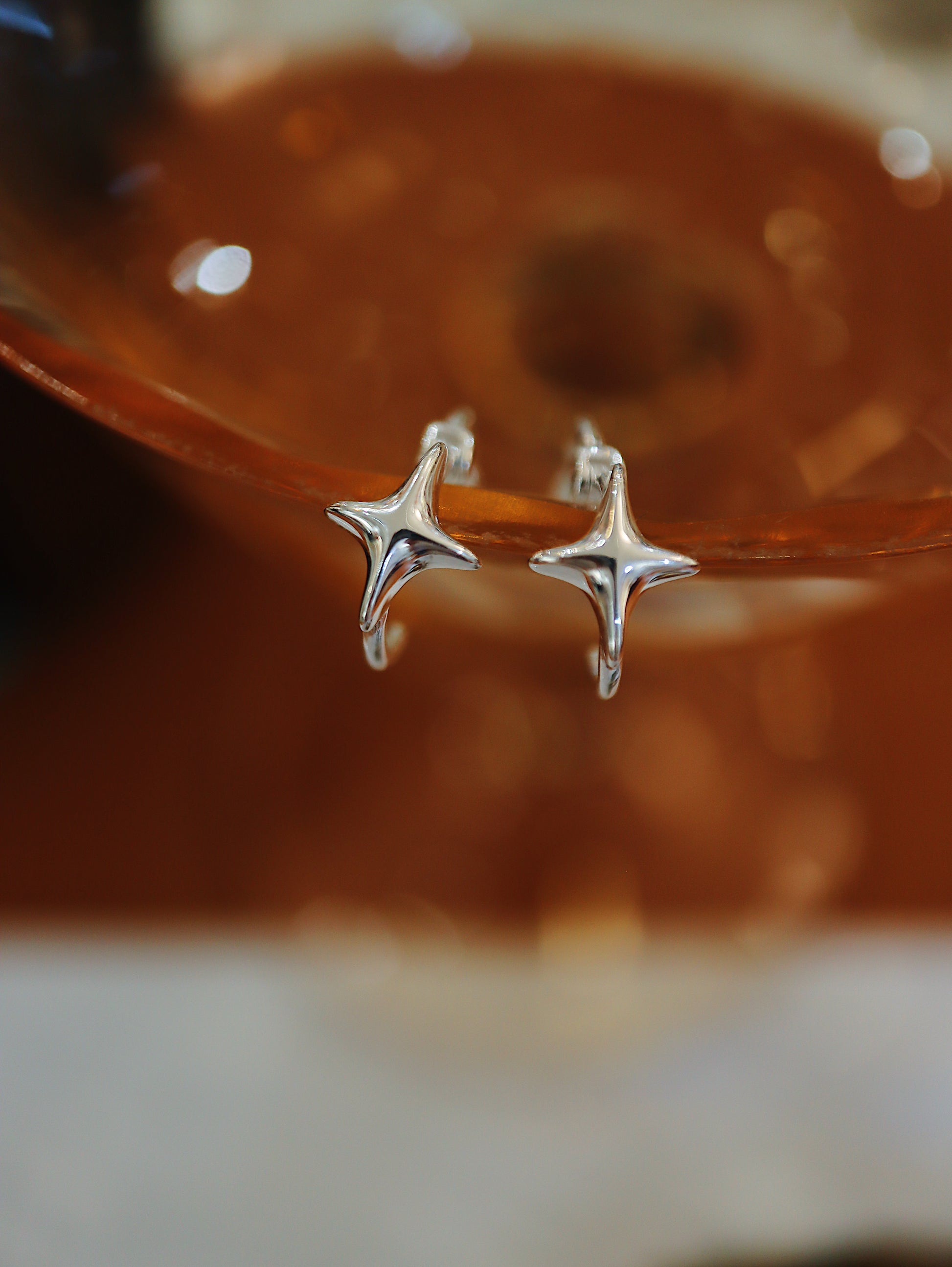 Star 925 silver hinged hoop earrings