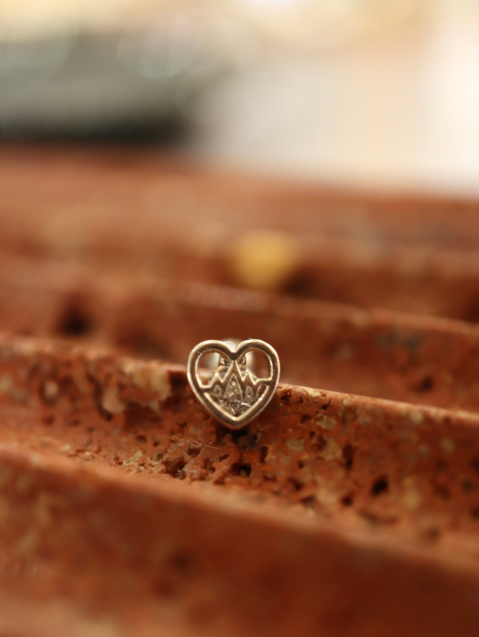 Heartbeat surgical steel 316L stud earring piercing