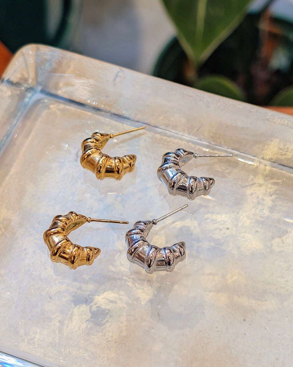 Segmented Crescent Hoop Earrings