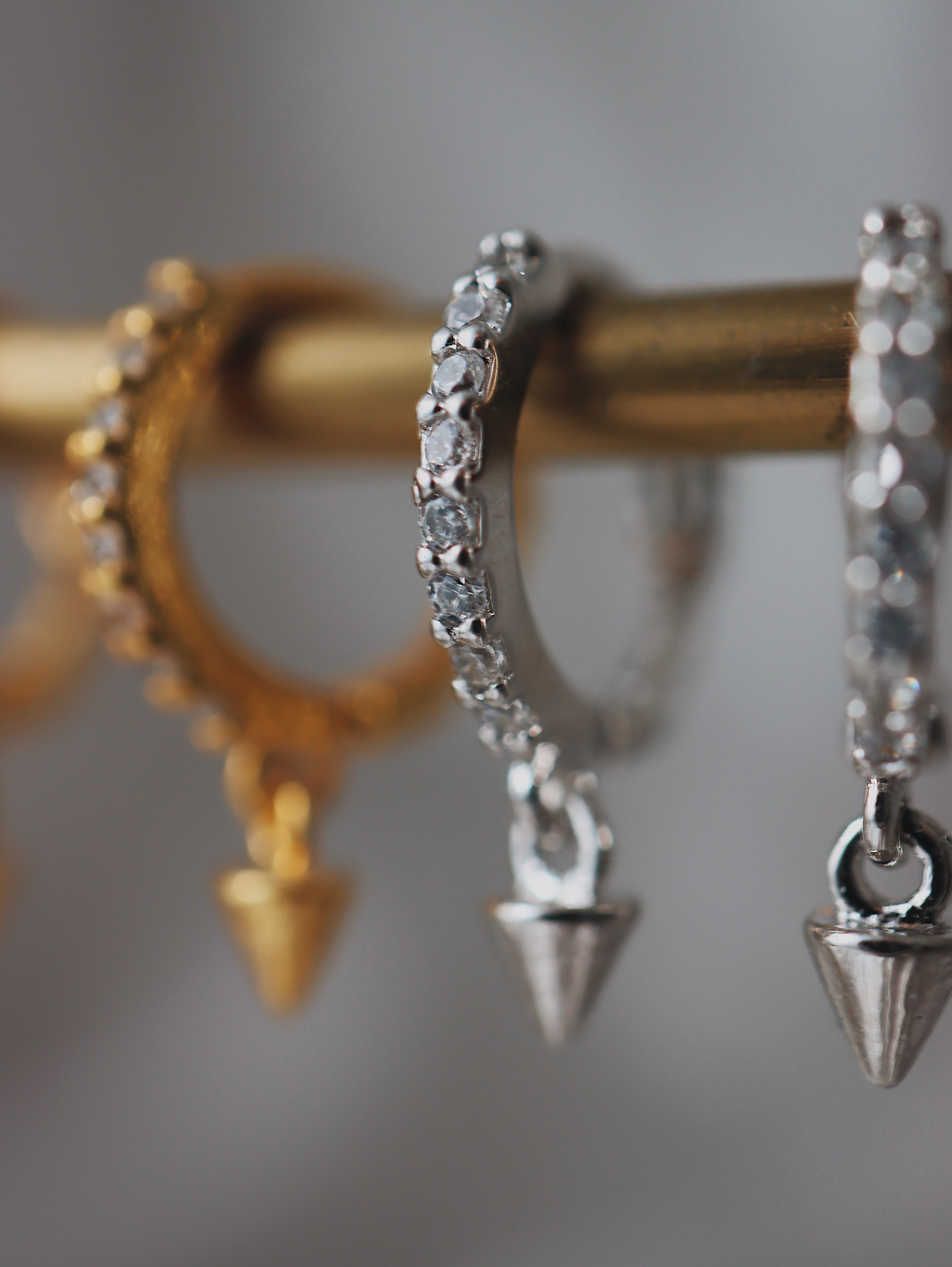 Silver925 huggie drop cone earrings