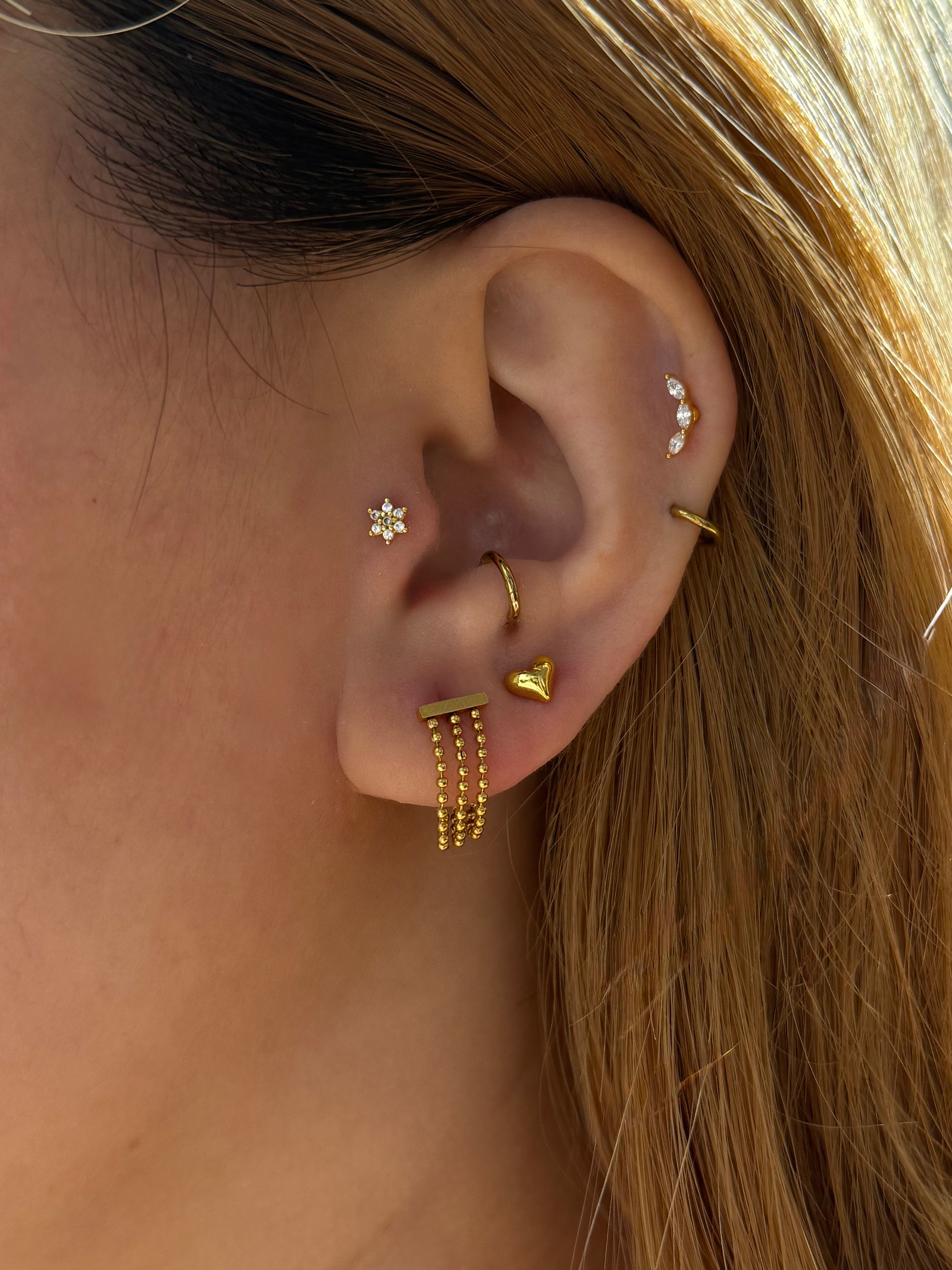 Cz curve bar stud surgical steel piercing (1pc)