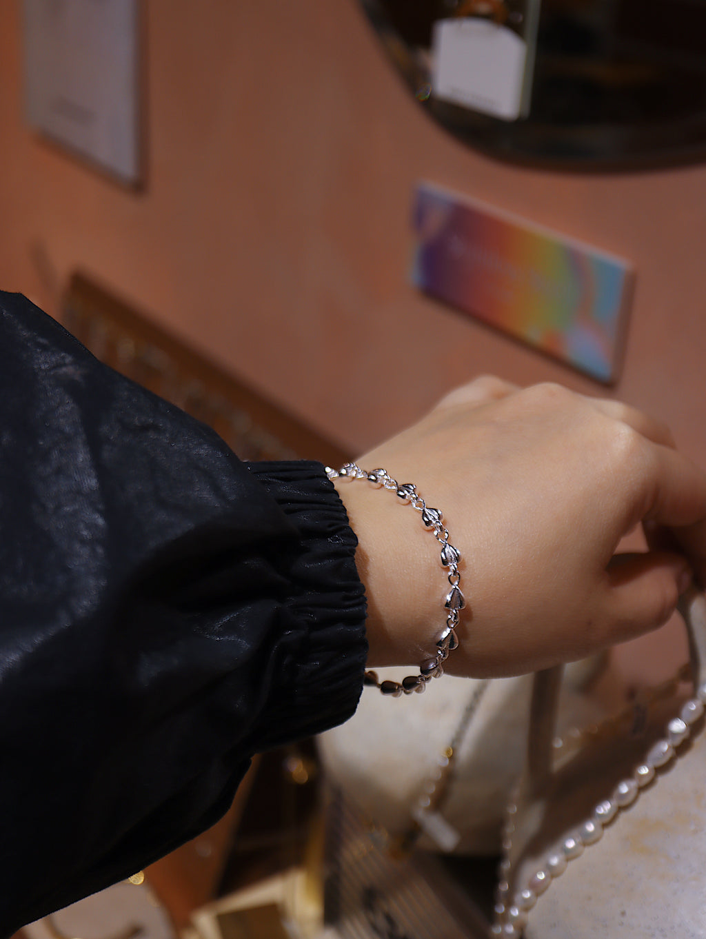 925 Sterling Silver Puffed Heart Chain Bracelet