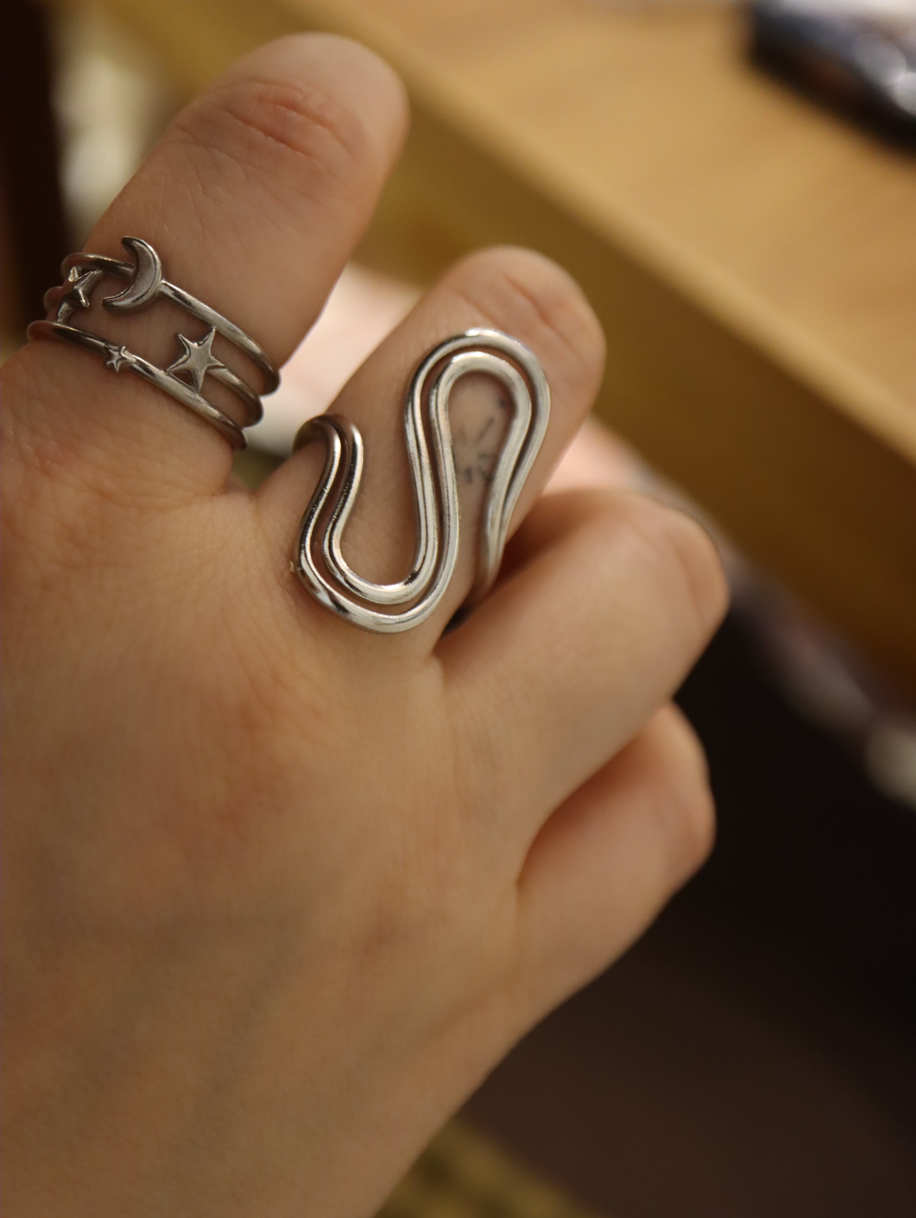 Crescent star stainless steel ring