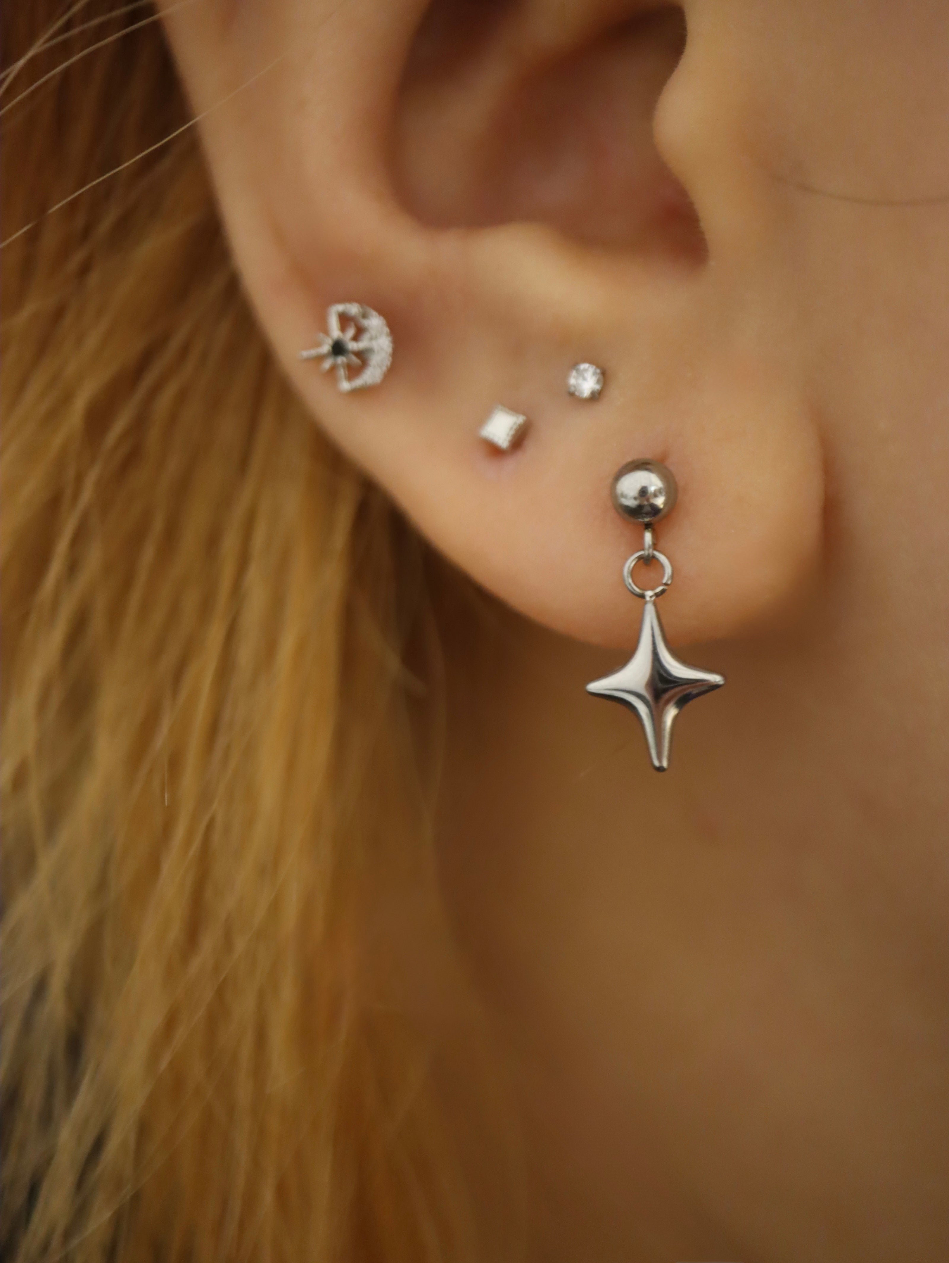 Drop cross surgical steel piercing stud (1pc)