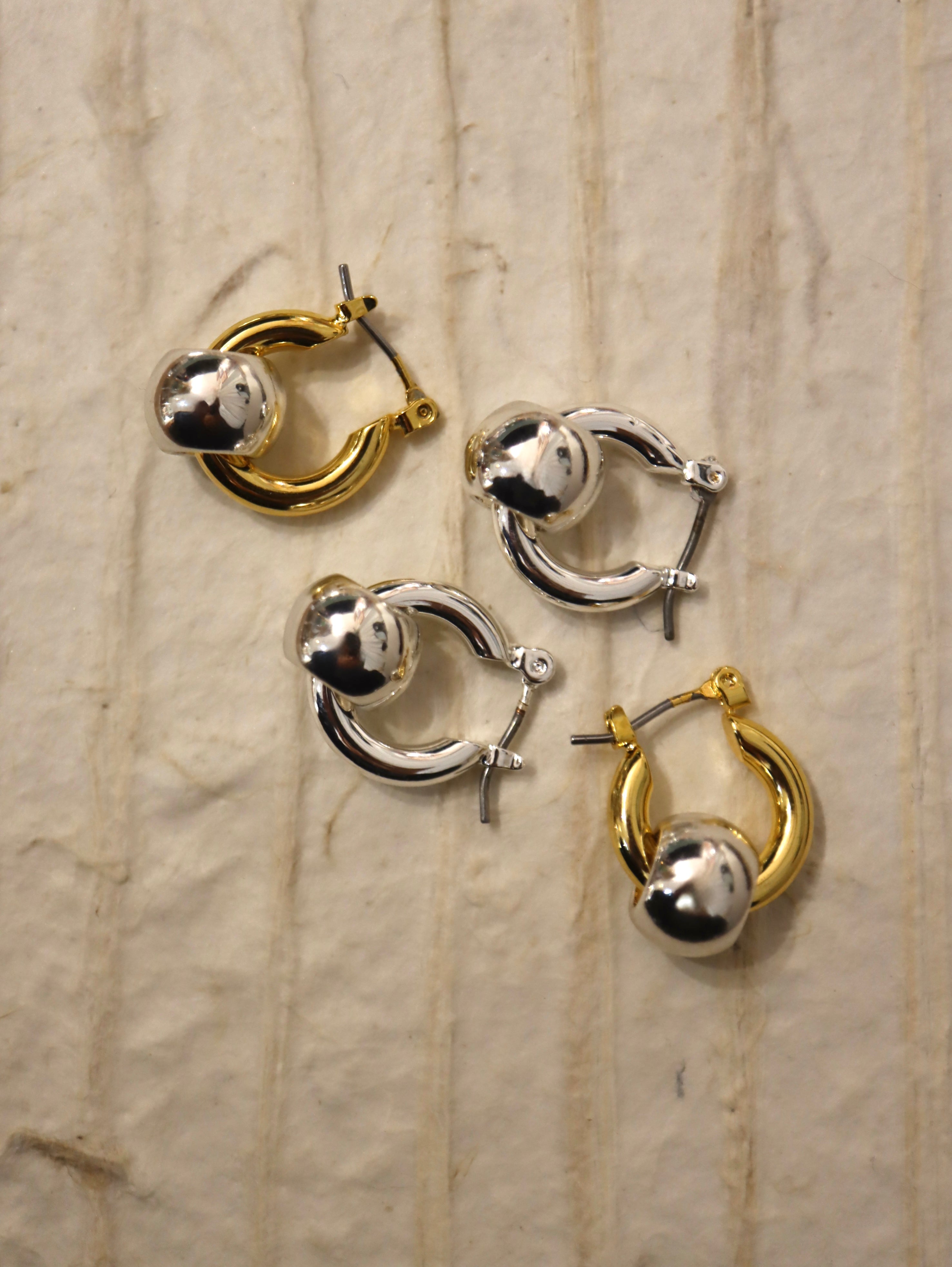 Brass hoop interlock earrings