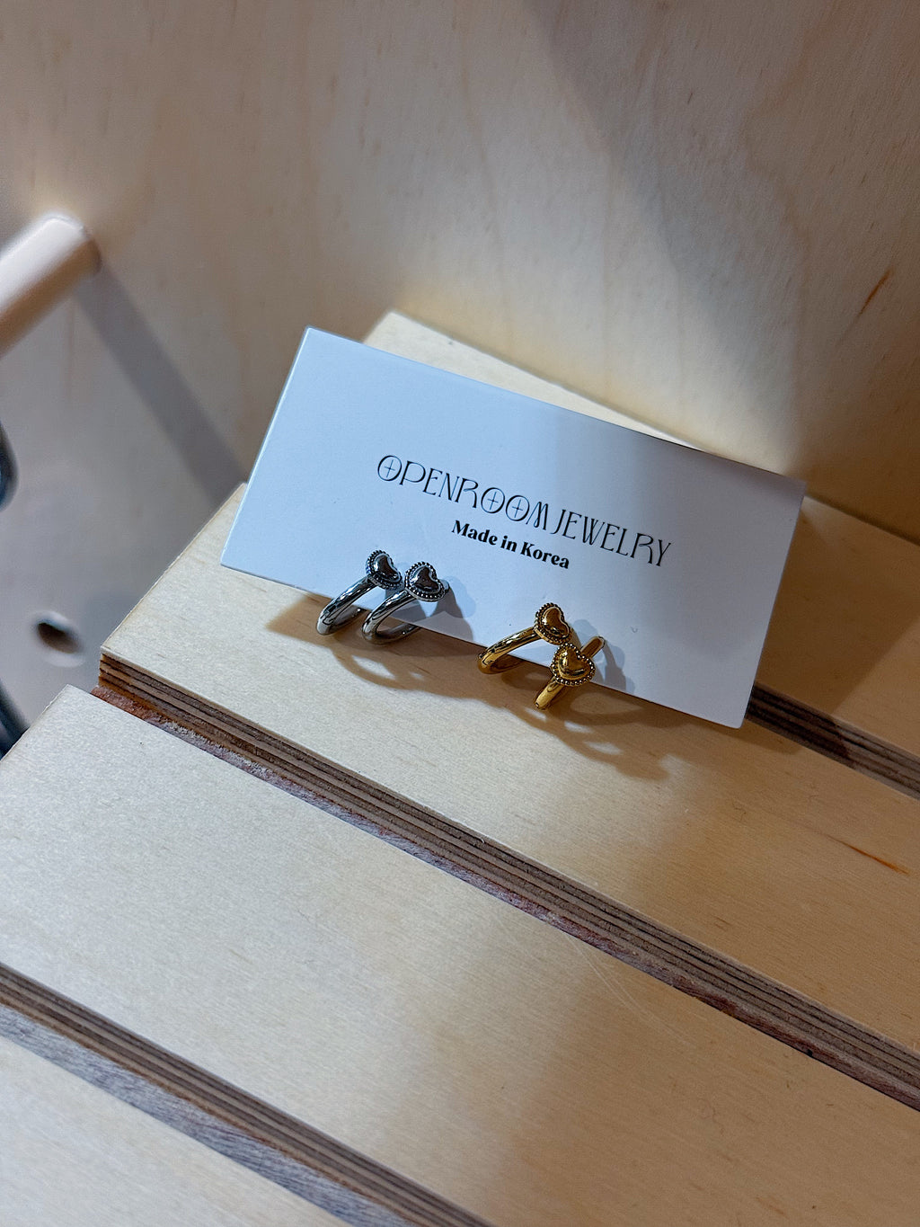 Heart hinged stainless steel hoop earrings