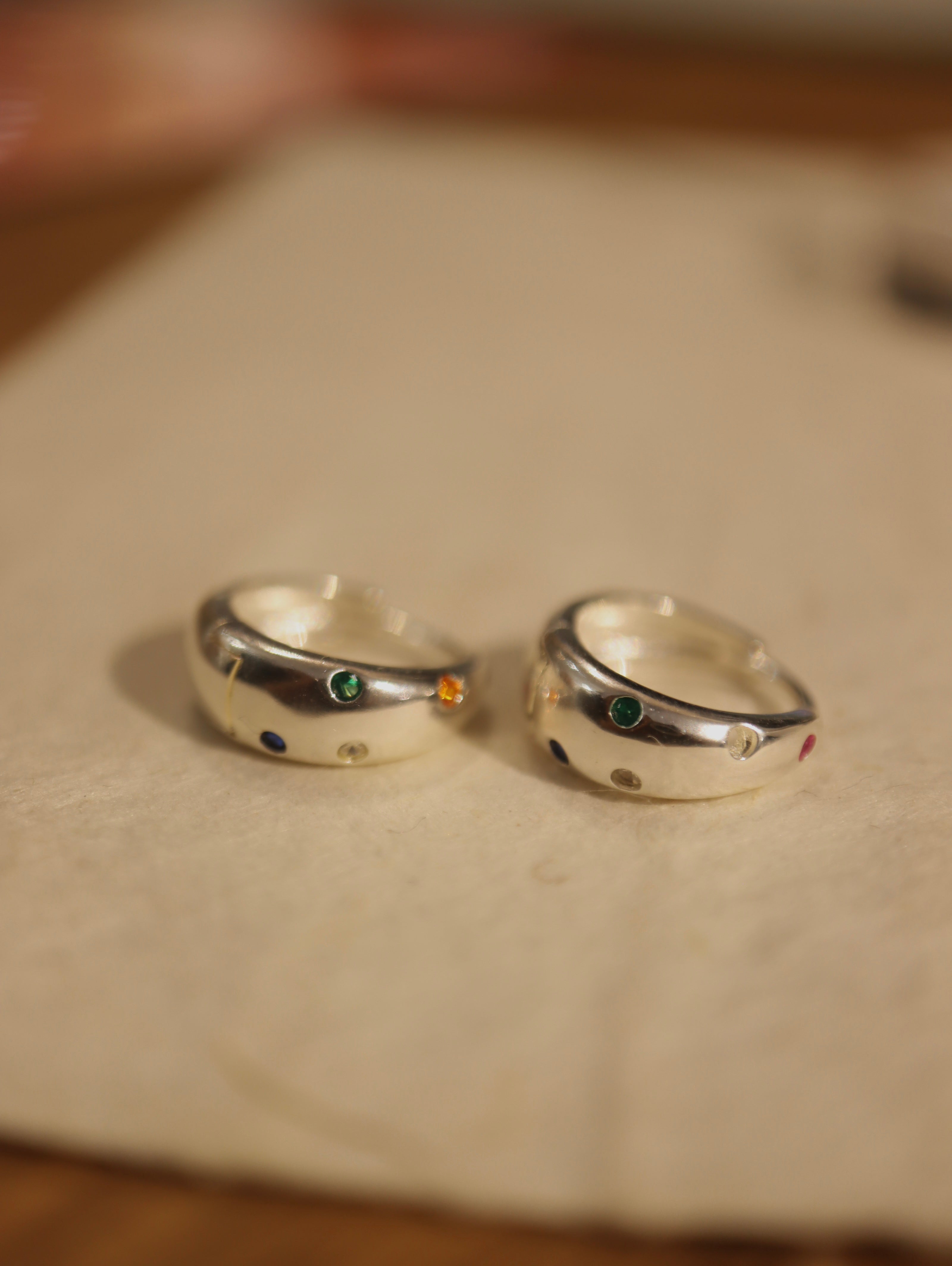 Multicolor Stellar Hoop 925 Silver Earrings