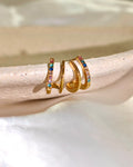 Double wrap rainbow stainless steel earrings