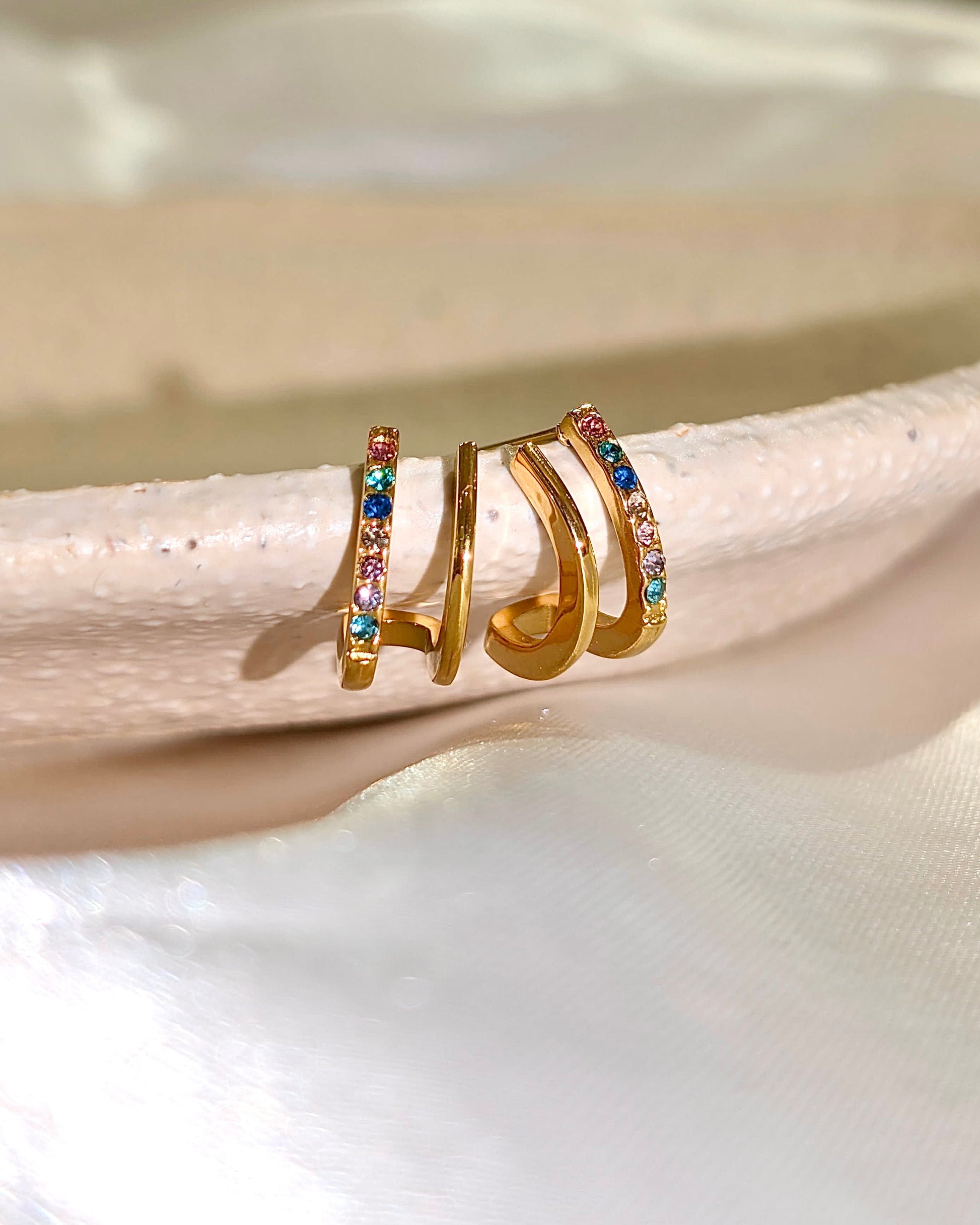 Double wrap rainbow stainless steel earrings