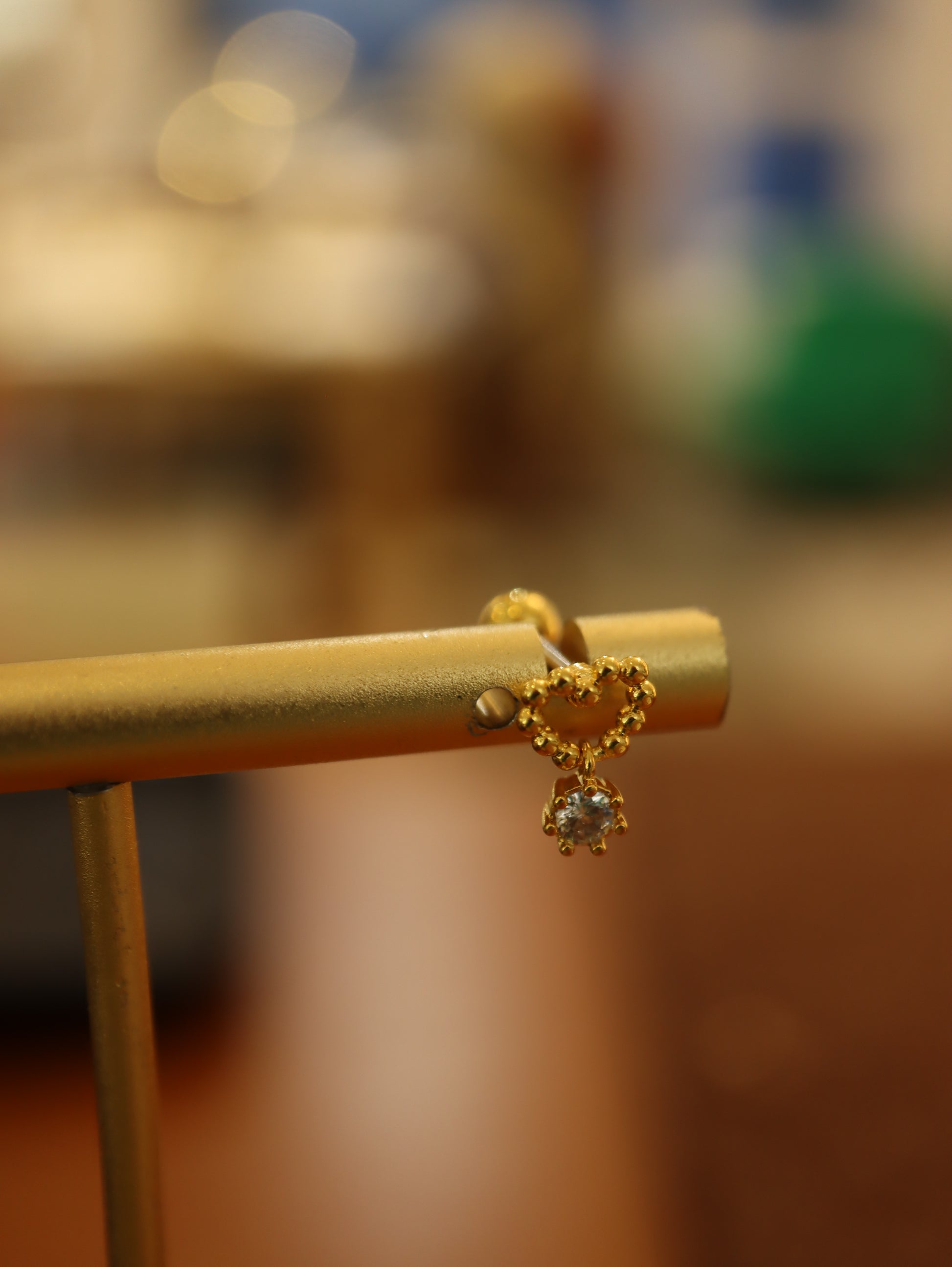 Heart drop cz surgical steel earring 16g