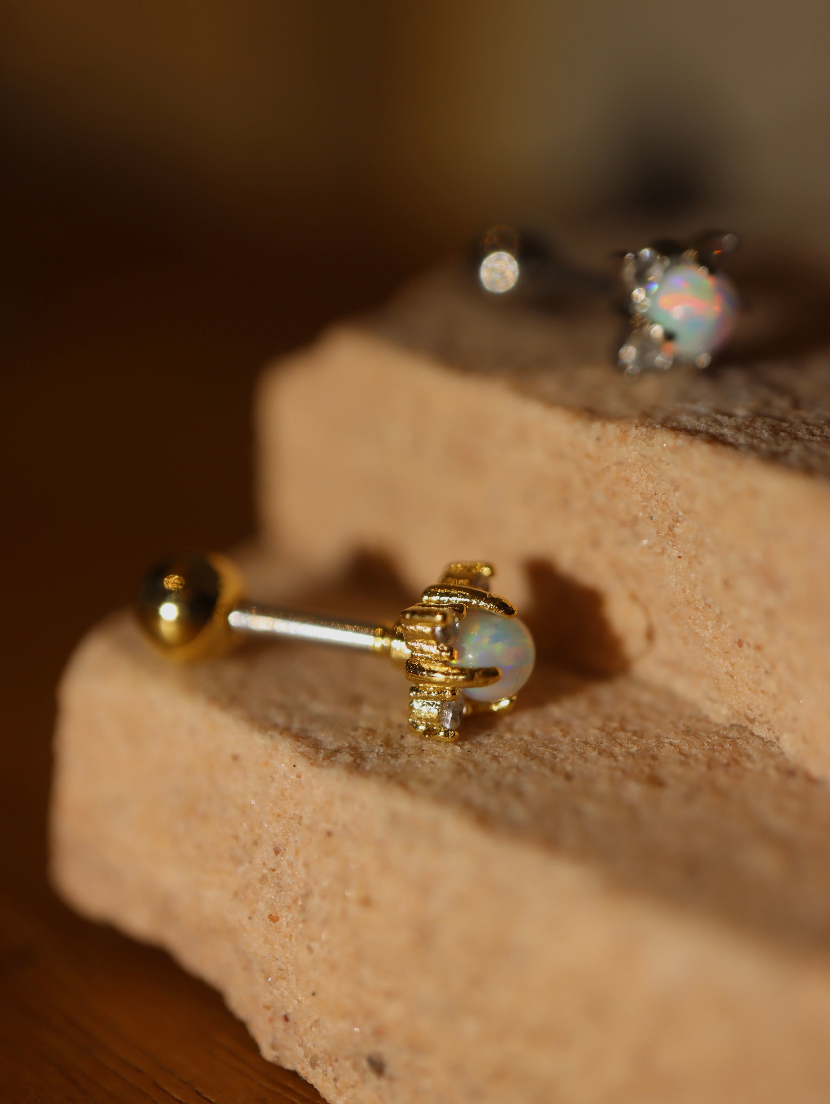Ether Opal stud surgical steel earring