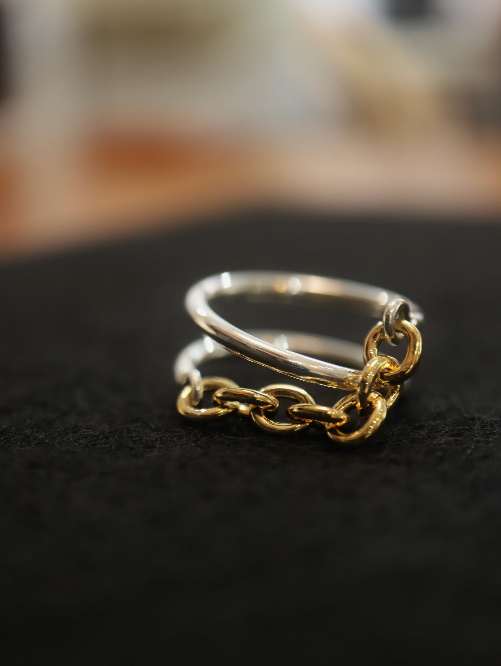 Mix tone chain 925 silver ring