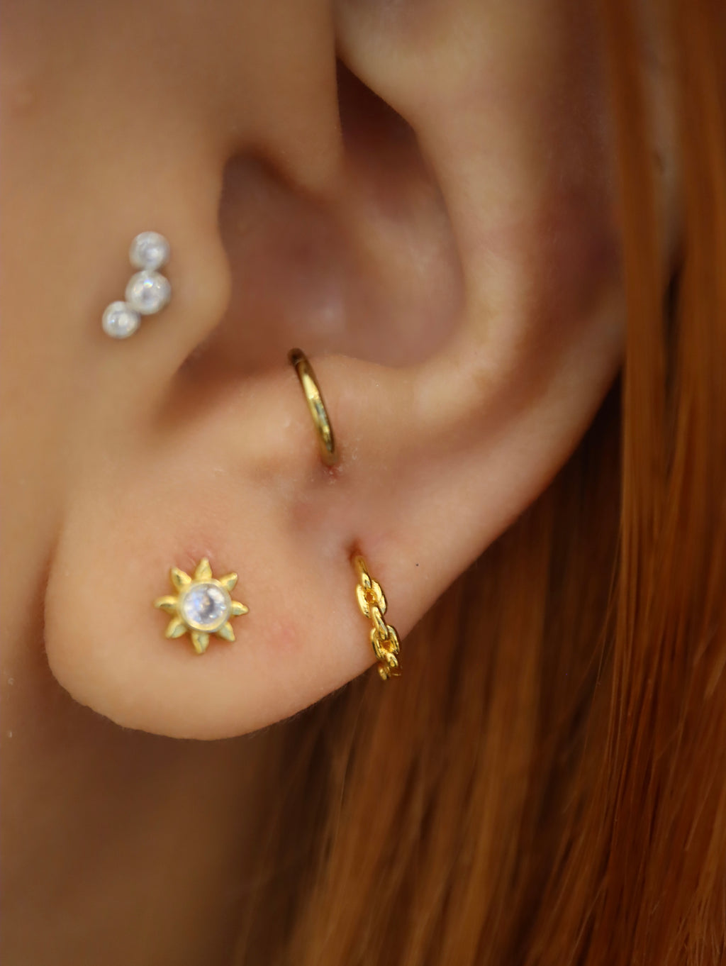 Mini chain 925 silver Huggie hoop earrings