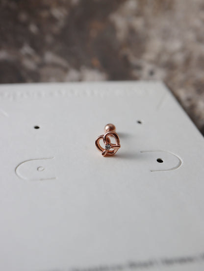 S925 Pretzel cz screw back piercing earring