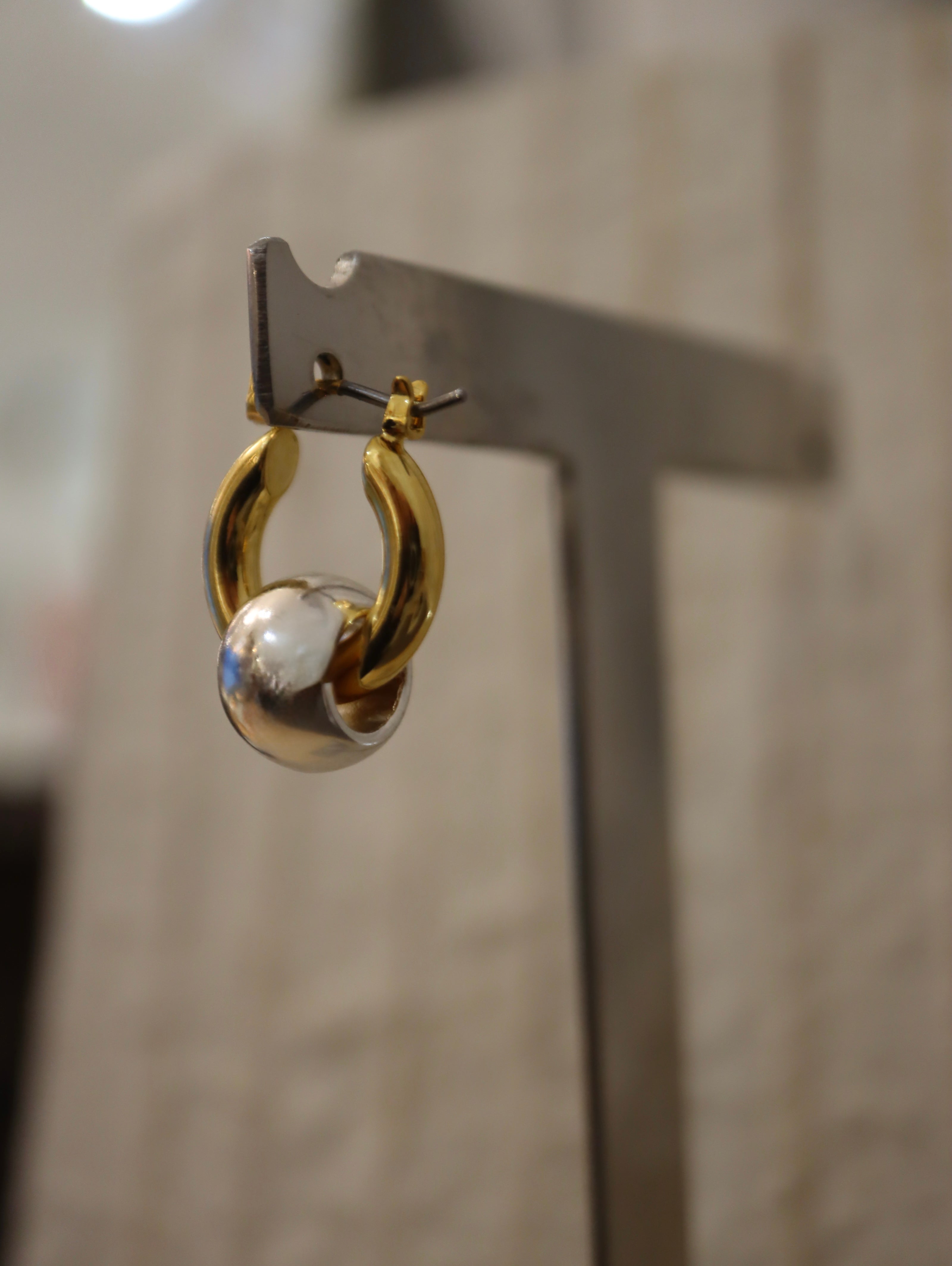 Brass hoop interlock earrings