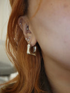 Brass square hoop earrings