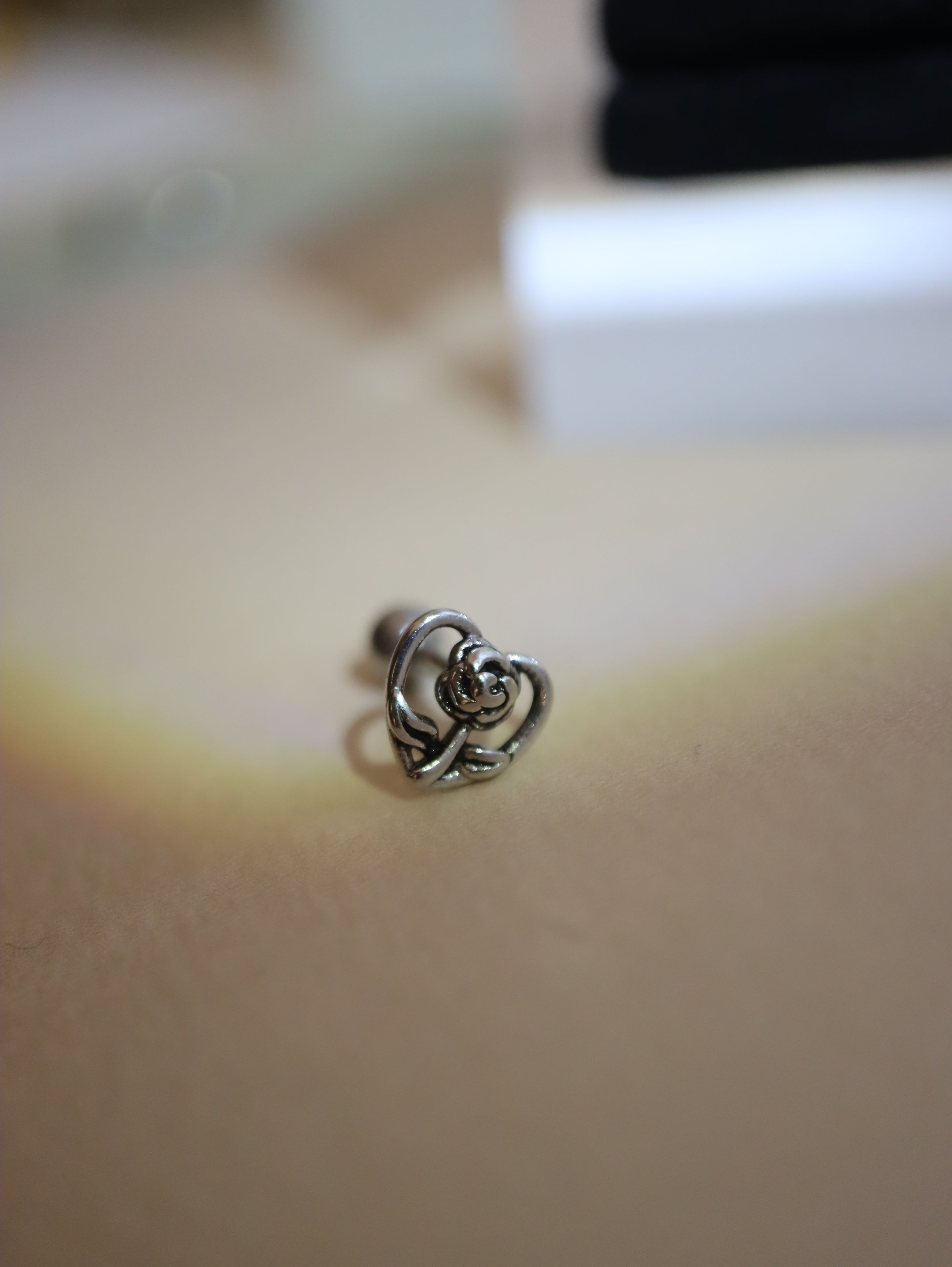 Rose heart stud surgical steel piercing (1pc)