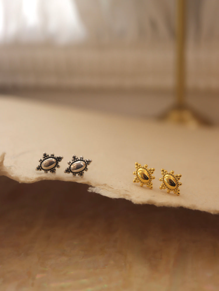 Beaded Starburst Stud 925 silver Earrings