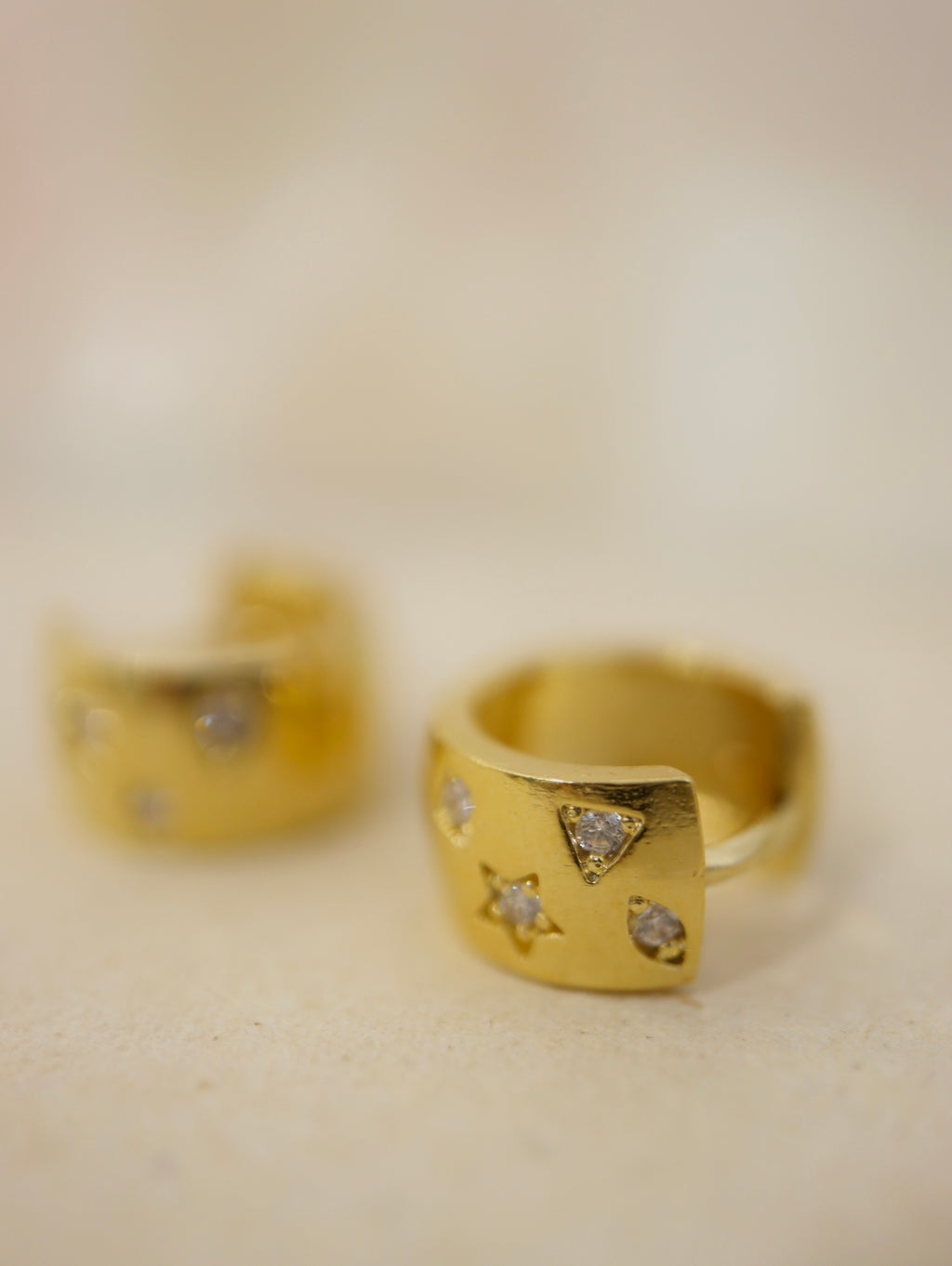 Star cz huggie hoop earrings