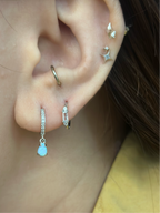 Silver925 cz hinged hoop earrings