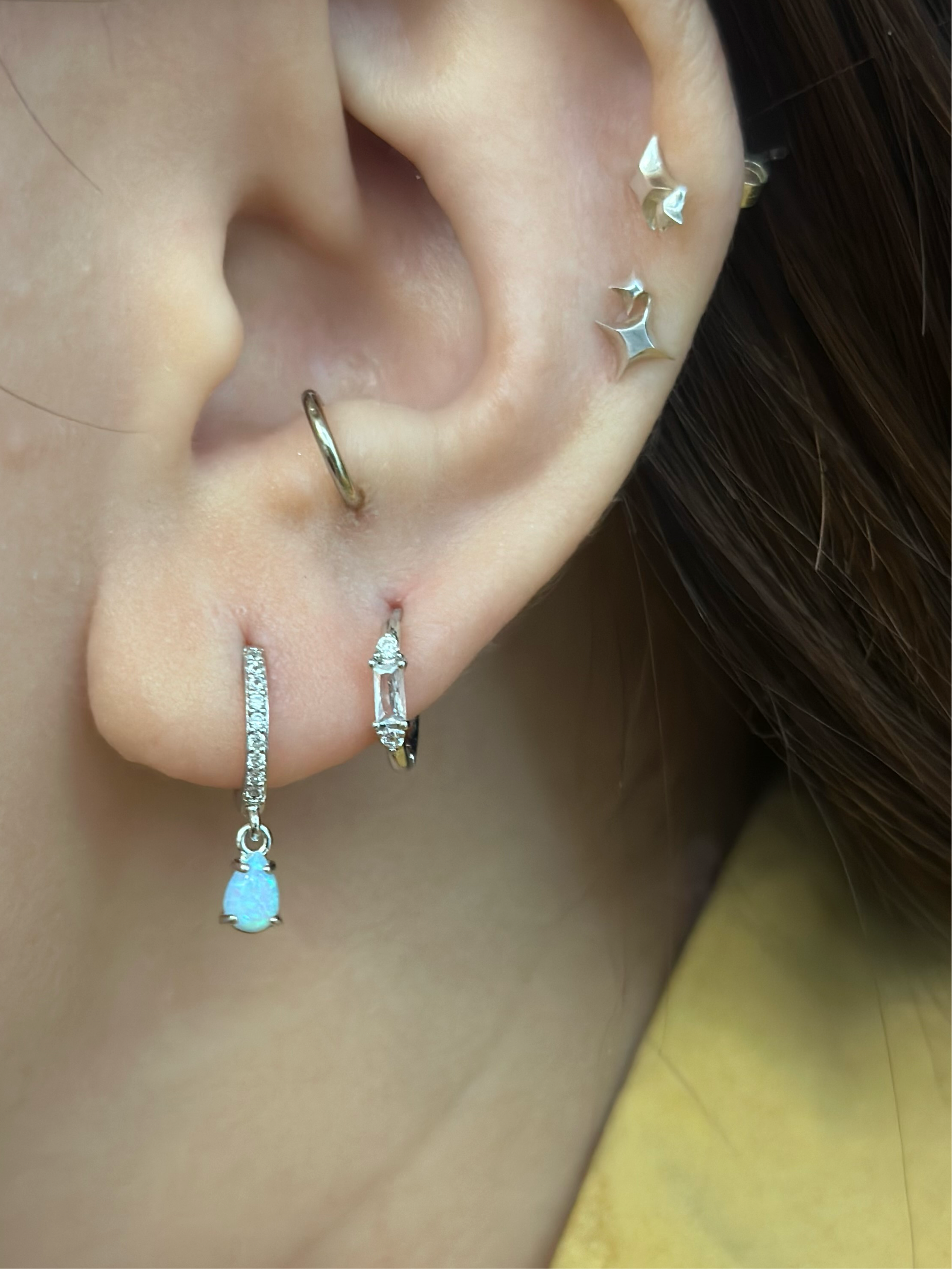 Silver925 cz hinged hoop earrings