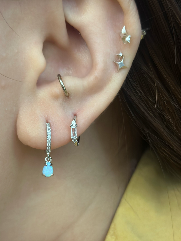 Silver925 cz hinged hoop earrings