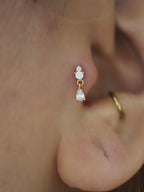 Drop cz 925 silver flat back earrings