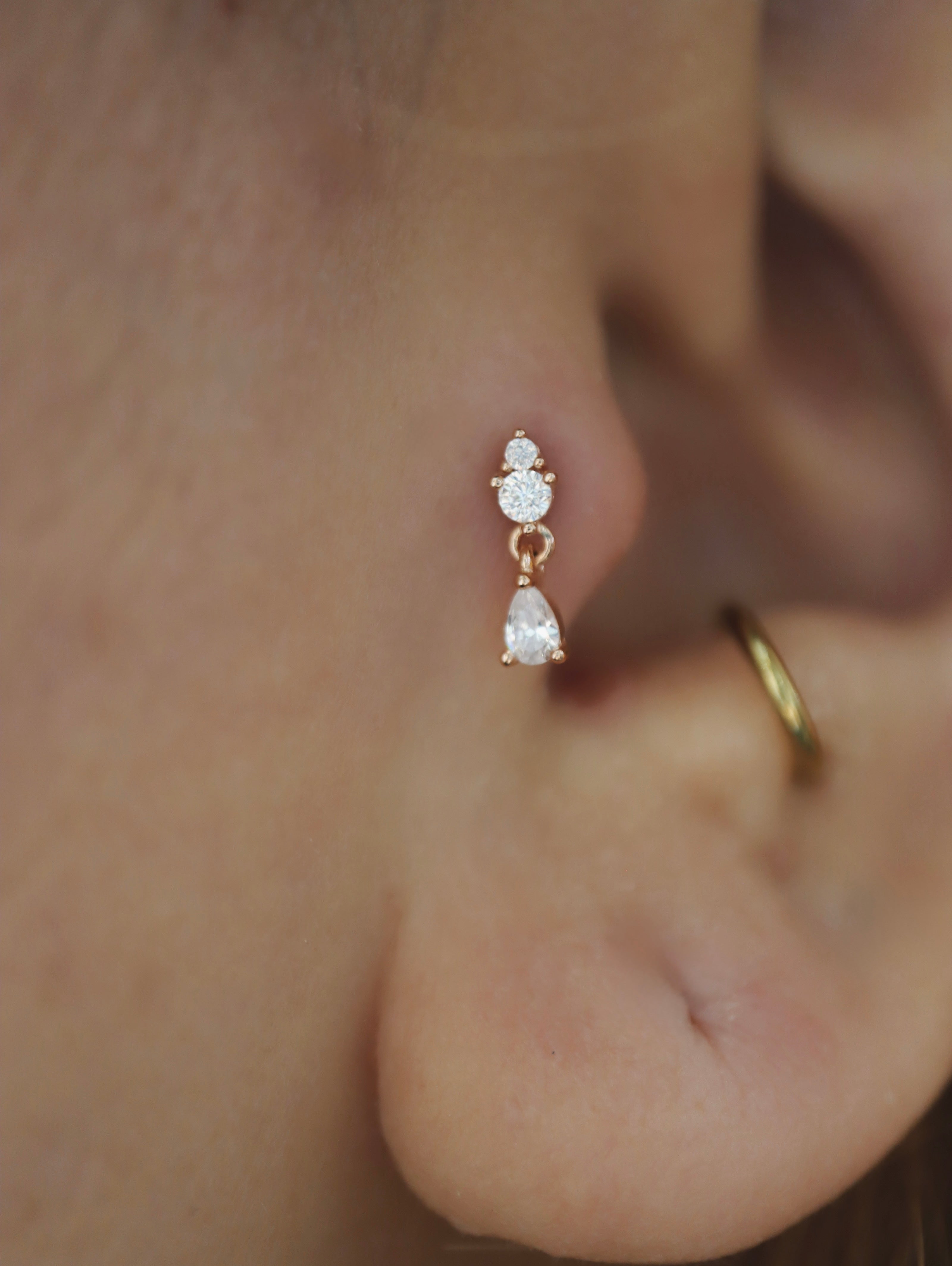 Drop cz 925 silver flat back earrings
