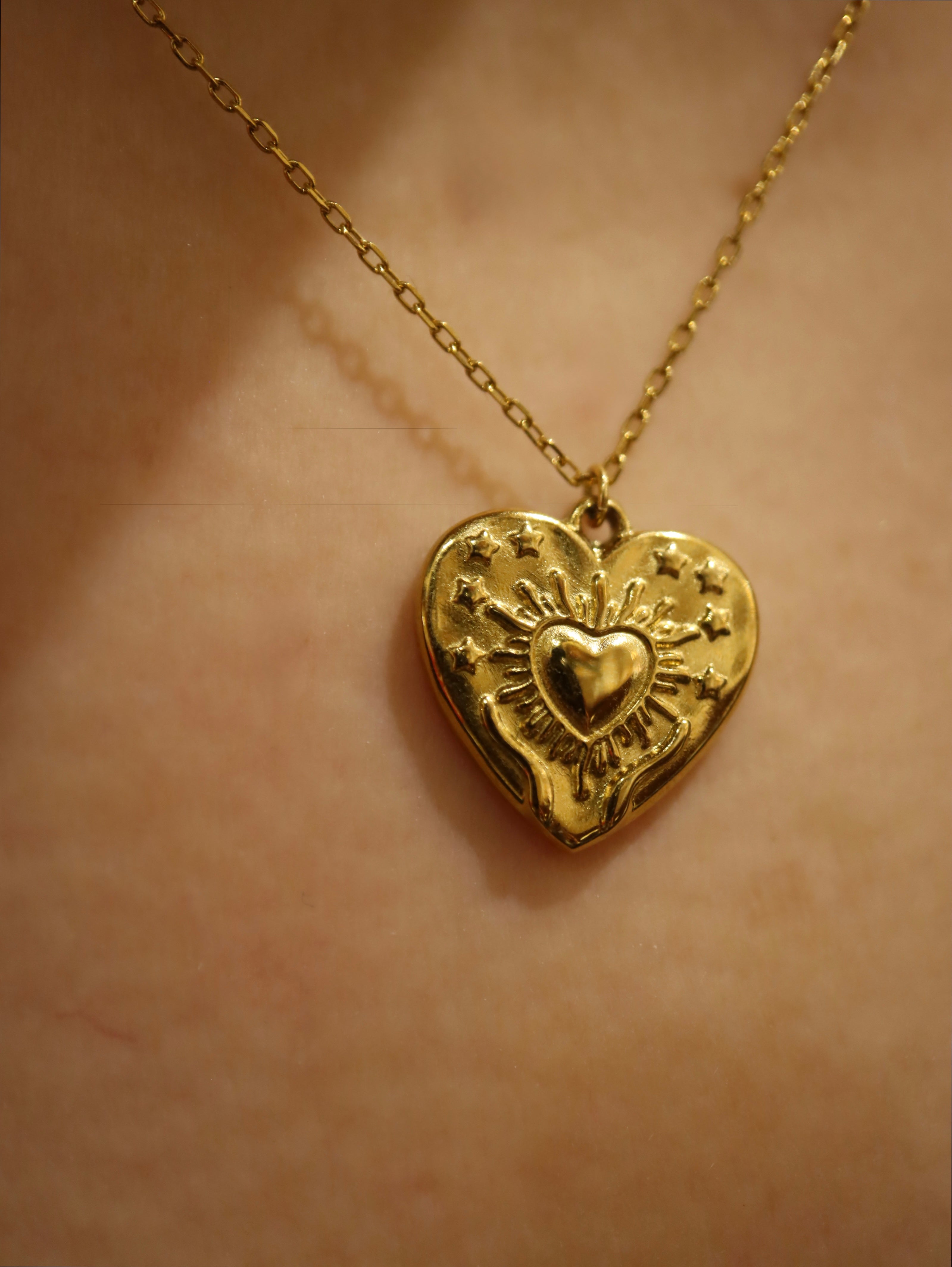 Heart coin stainless steel necklace