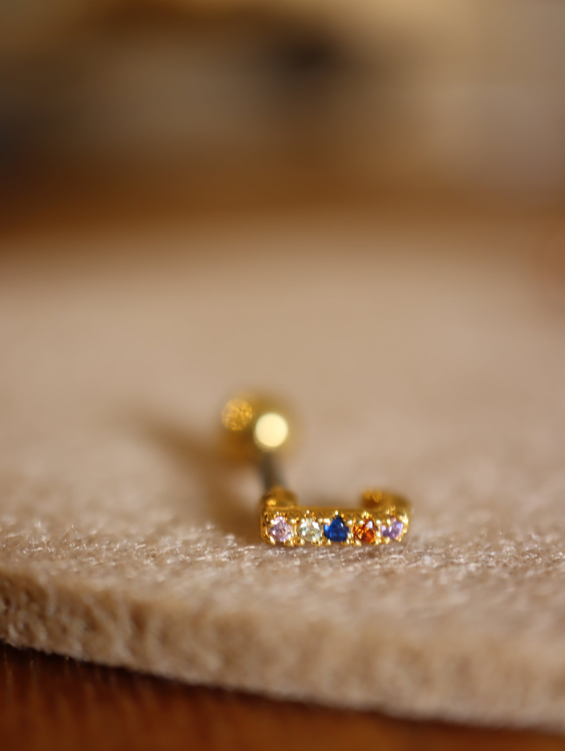 Rainbow mini cz stud surgical steel earring (1pc)