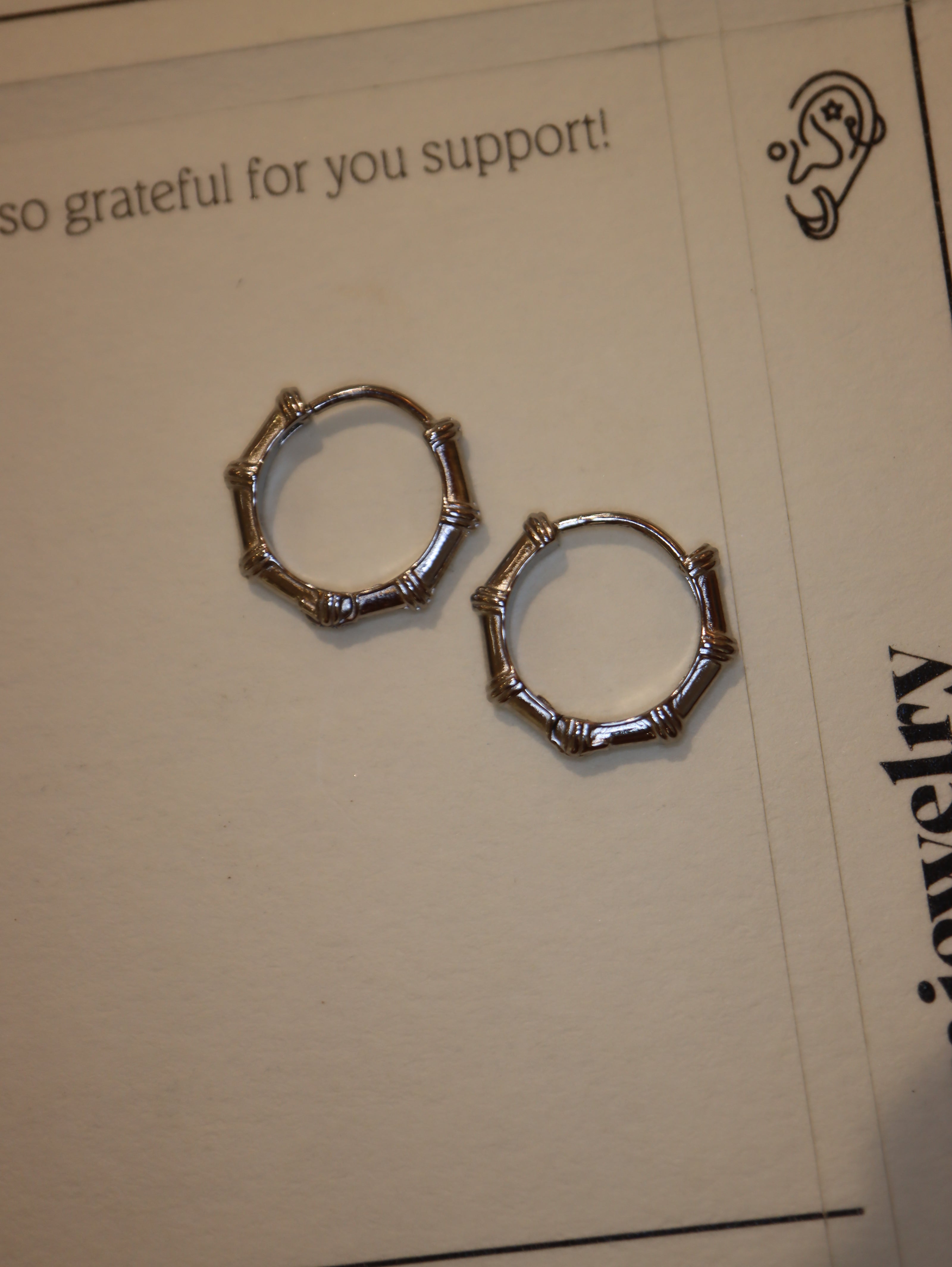 Bamboo Joint Stainless Steel Hoop Earrings