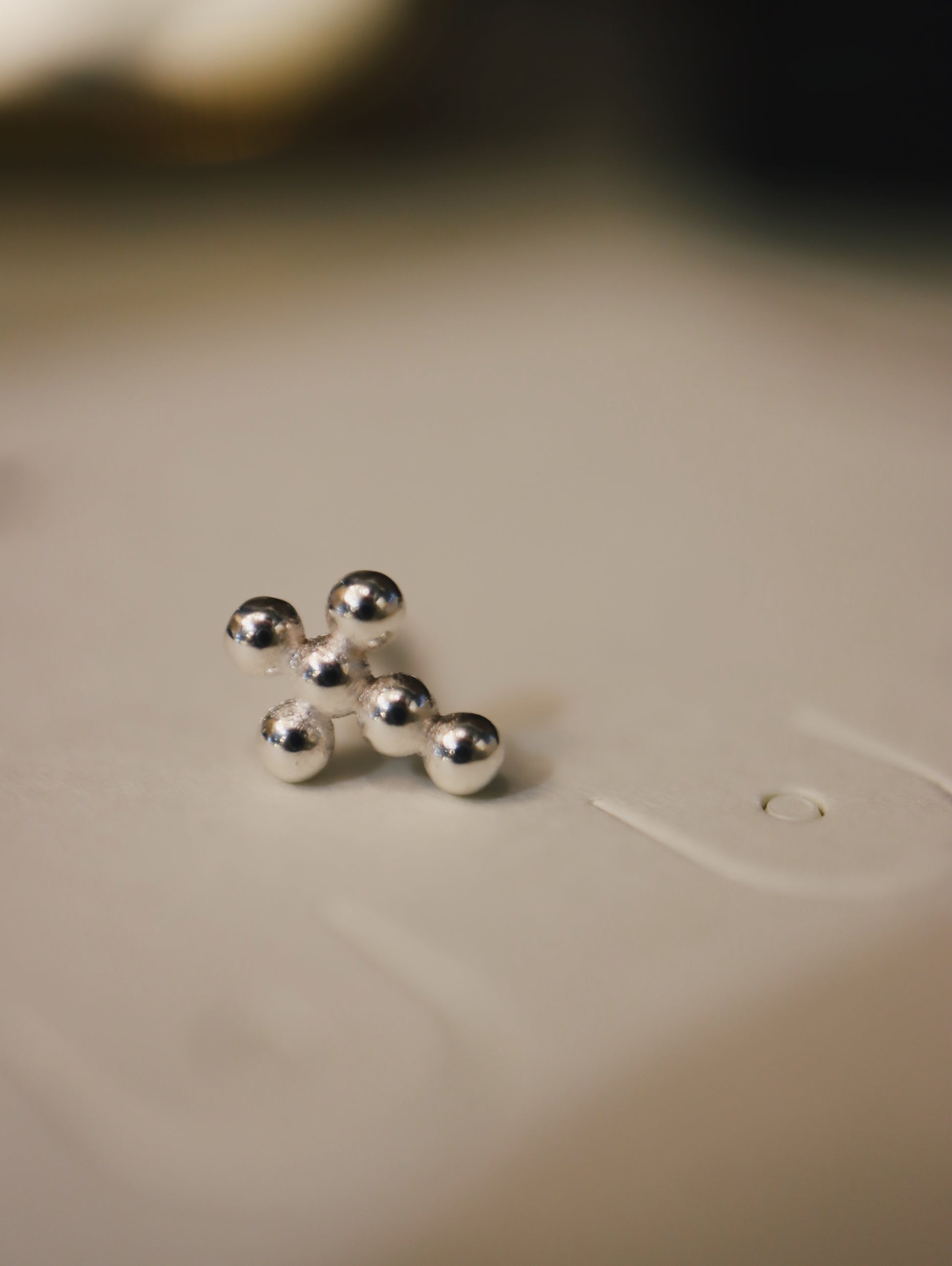 Cross beads stud silver925 earring piercing