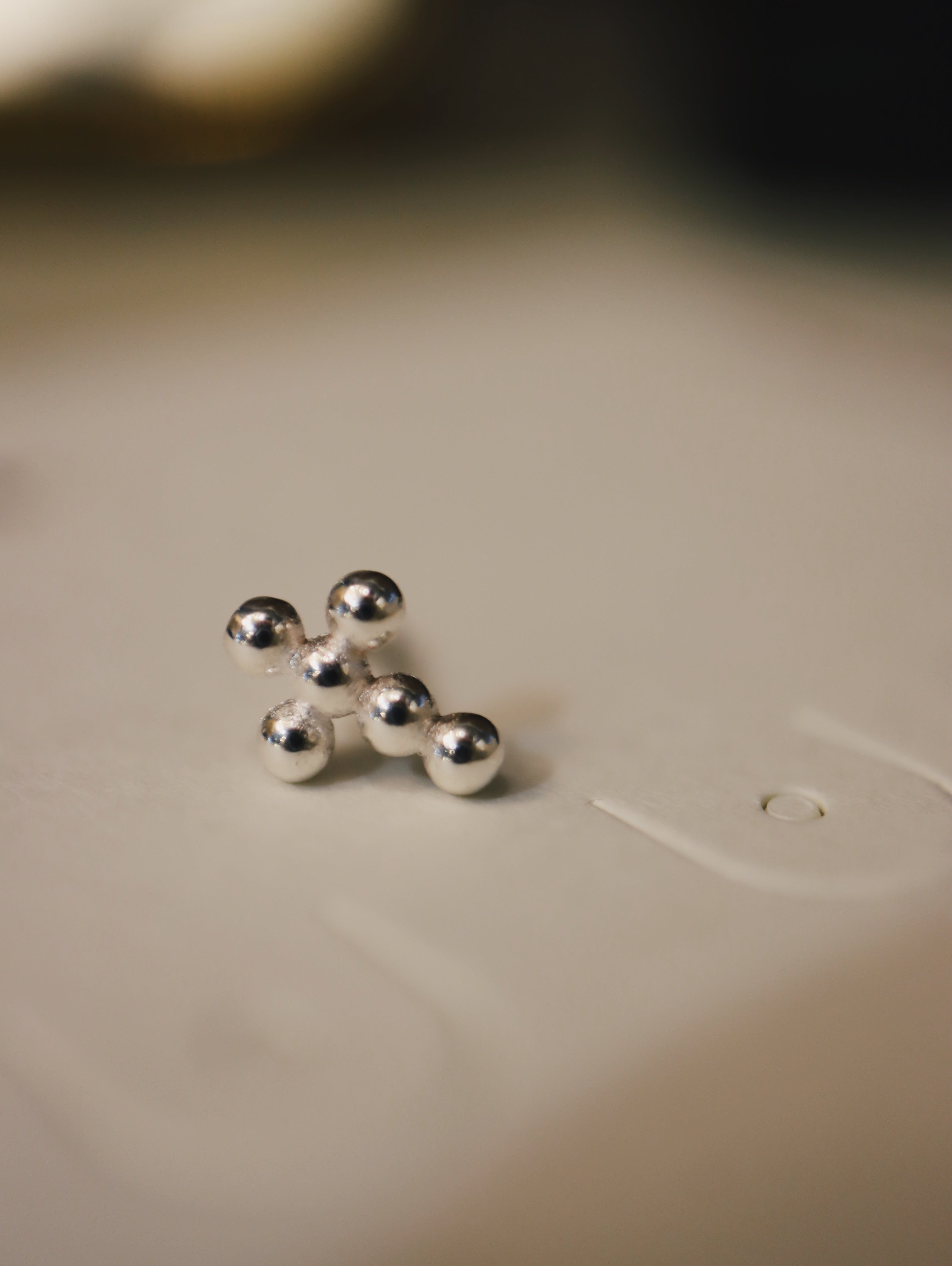 Cross beads stud silver925 earring piercing