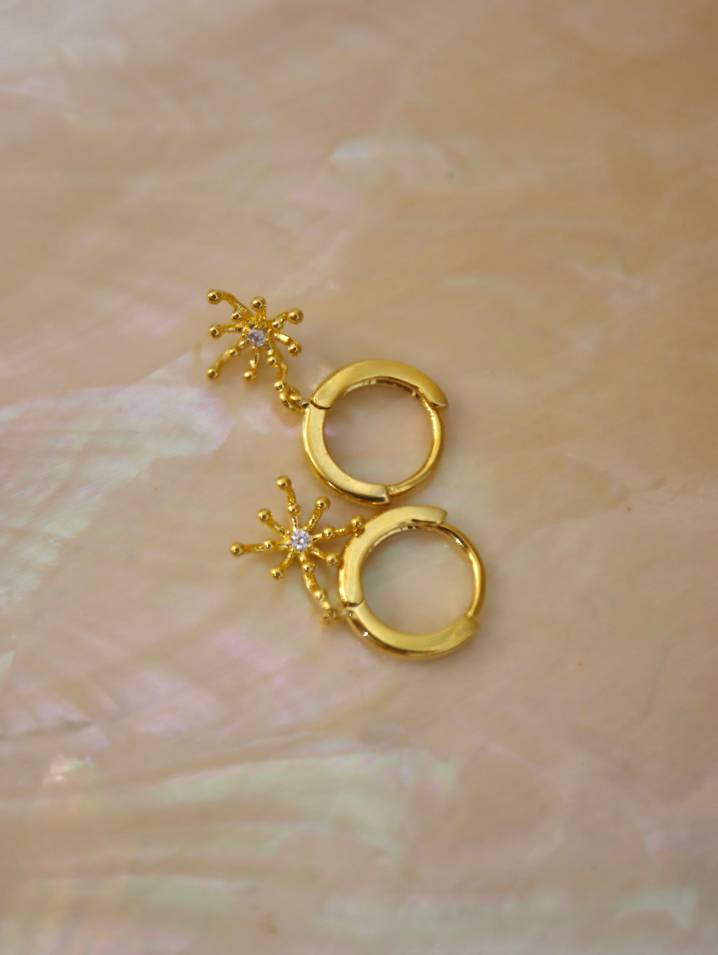 Starburst 925 silver hoop earrings