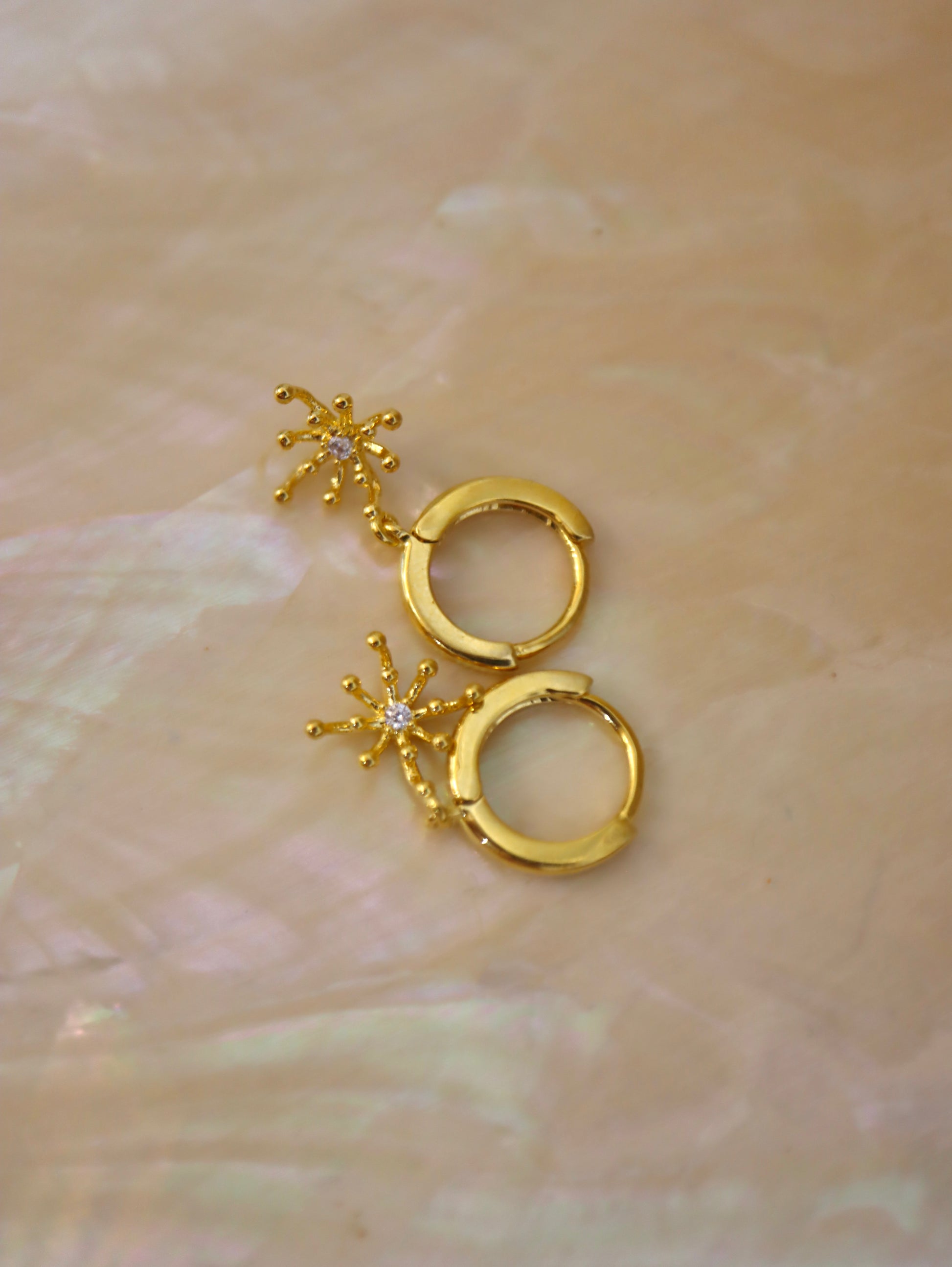 Starburst 925 silver hoop earrings