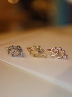 💘Double heart surgical steel piercing