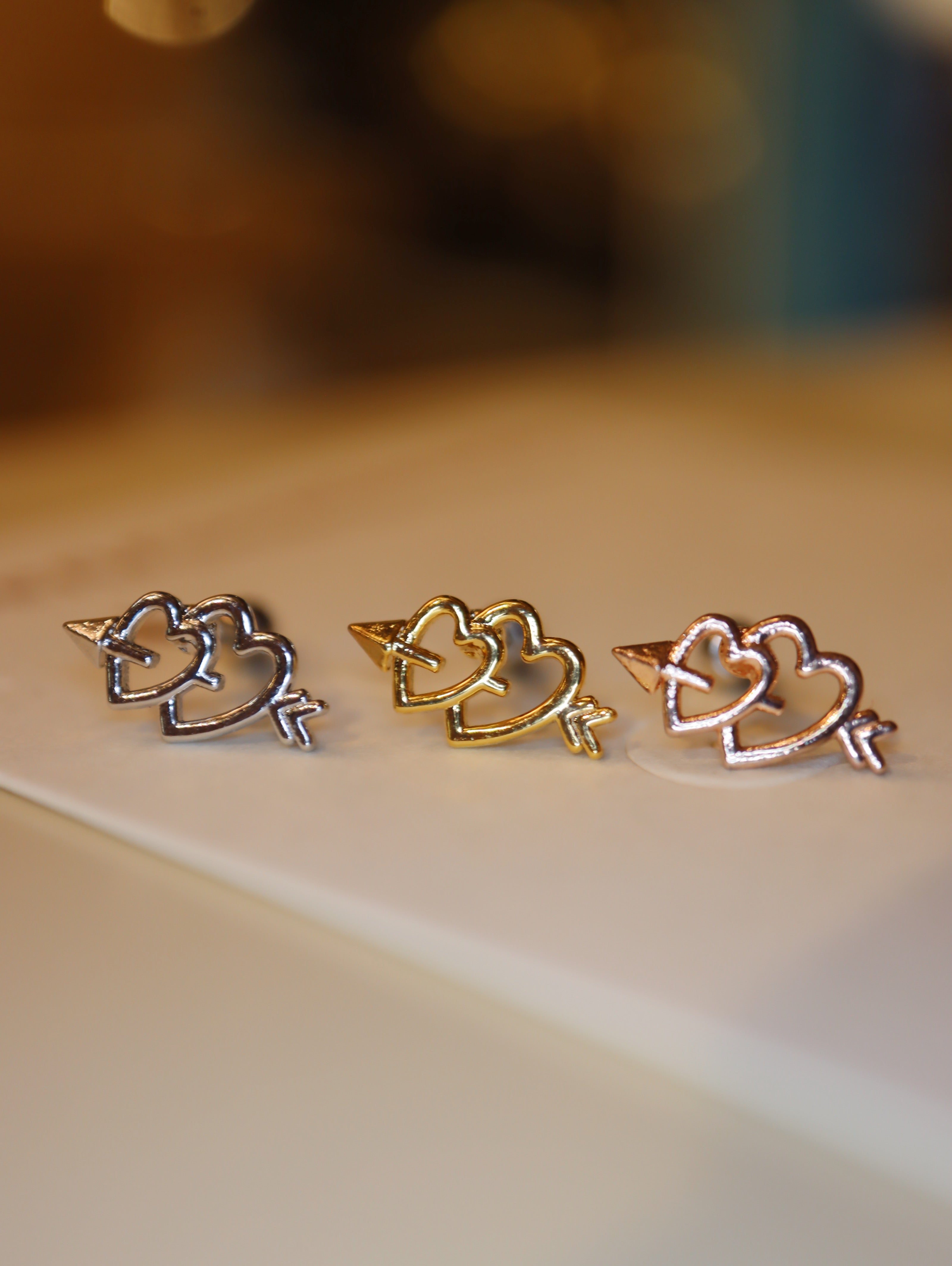 💘Double heart surgical steel piercing