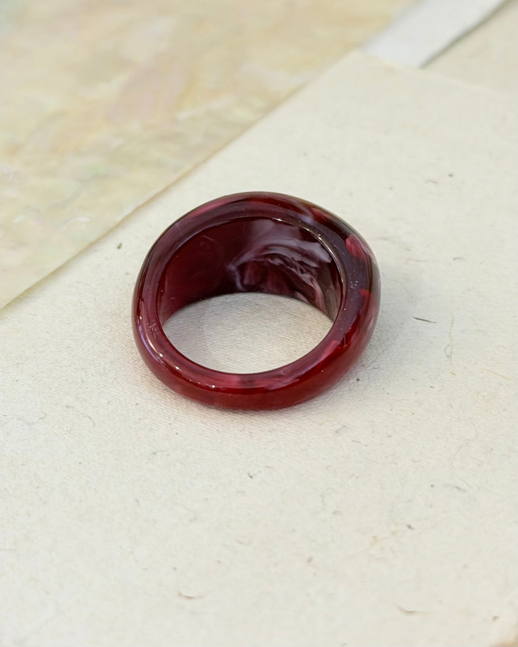 Marble pattern chunky resin unisex ring