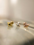 Diamond-shaped stud silver925 piercing earrings