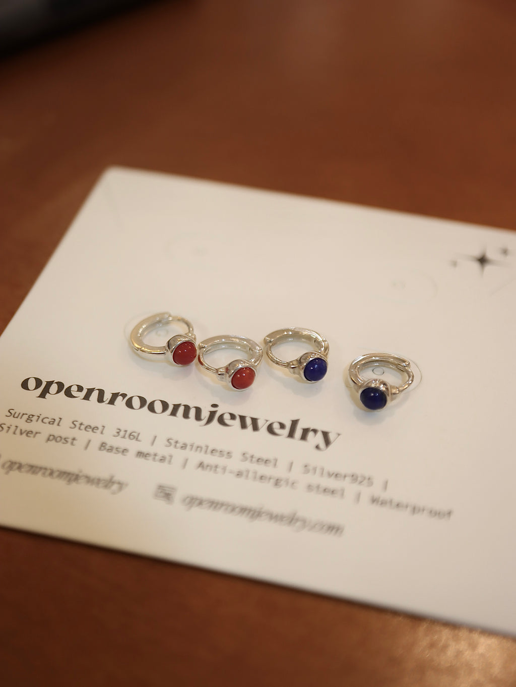 Mini Huggie hoop agate 925 silver earrings