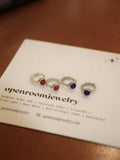 Mini Huggie hoop agate 925 silver earrings