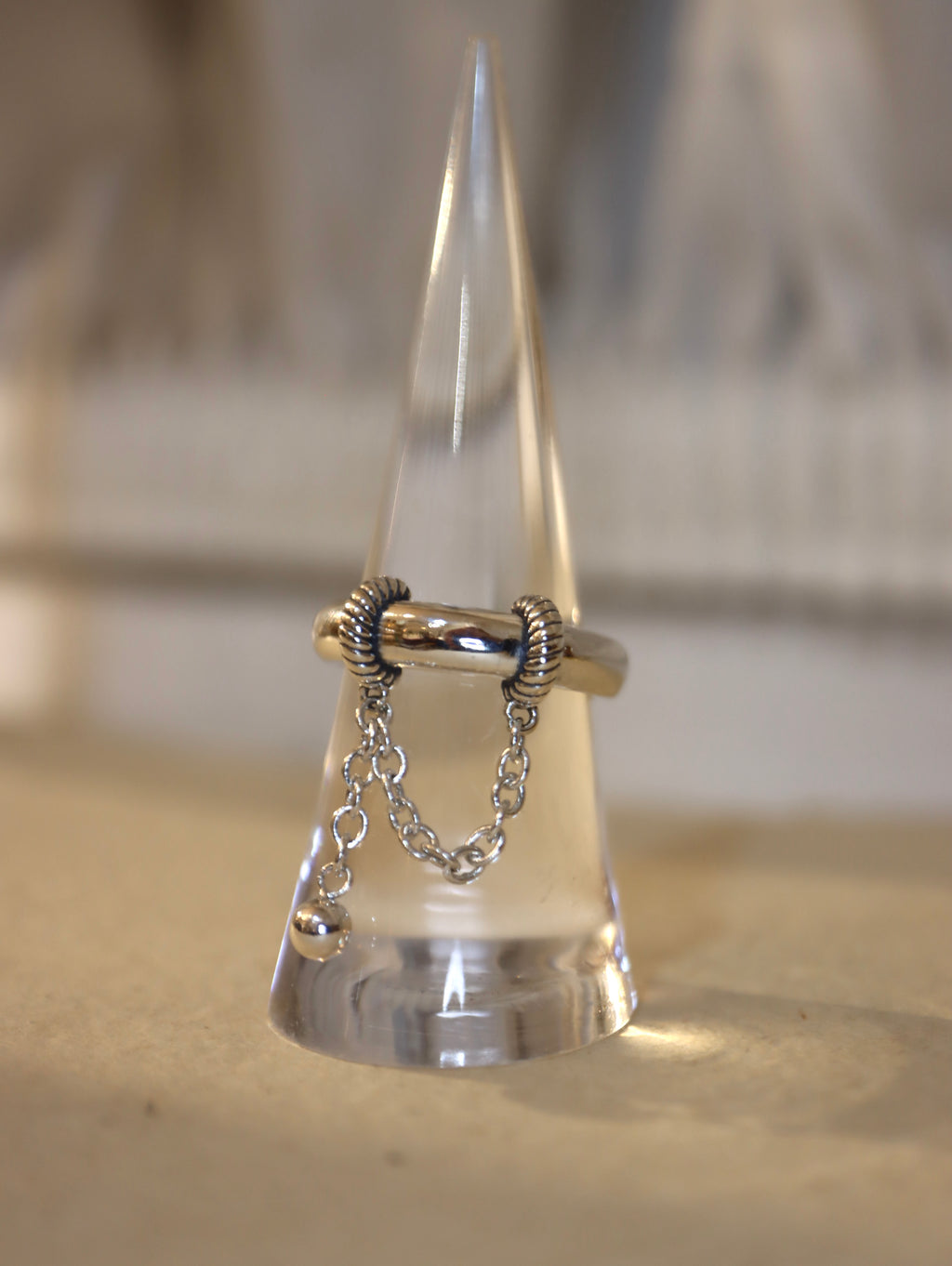 925 silver drop chain open size ring