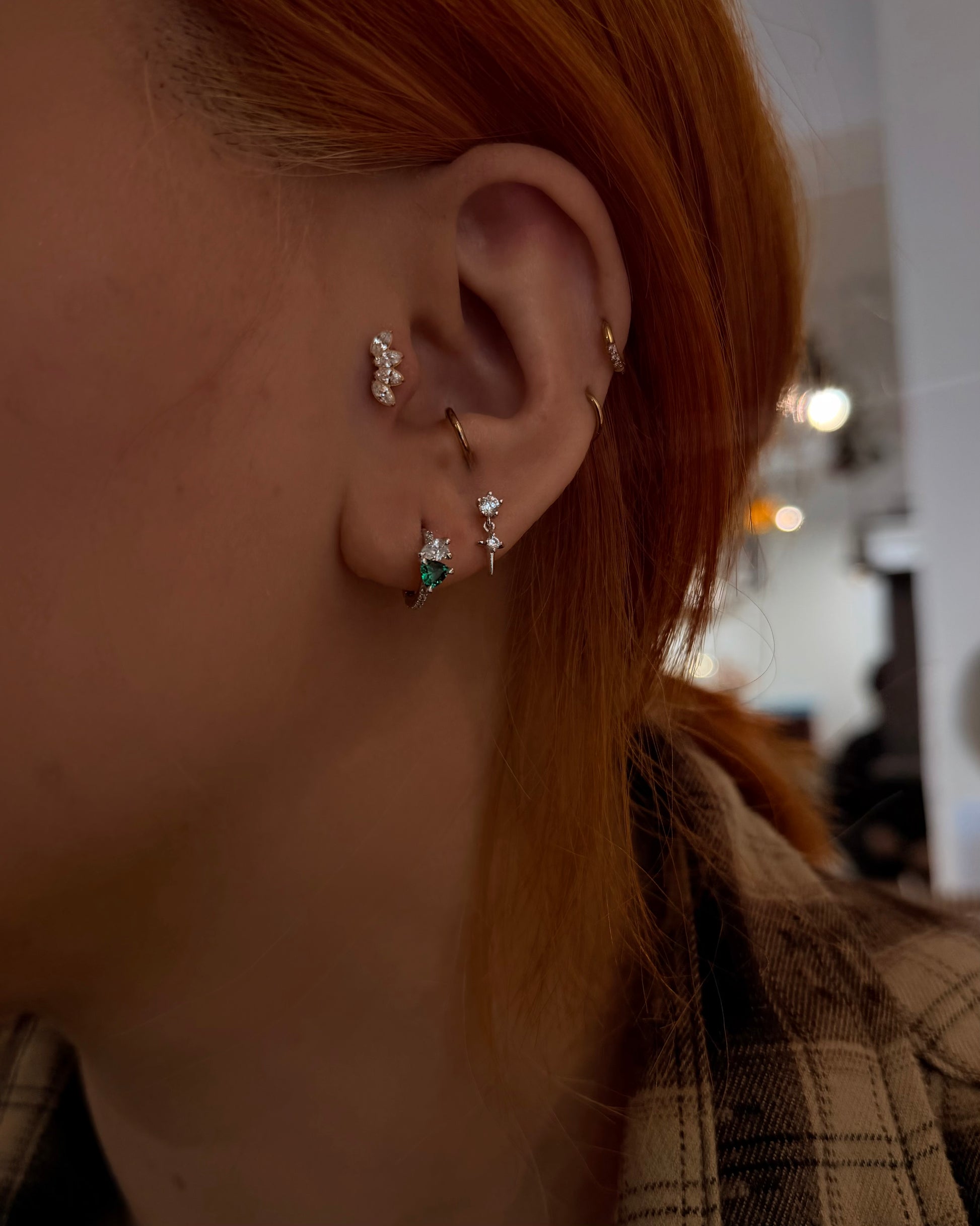 Drop cross 925 silver flat back piercing