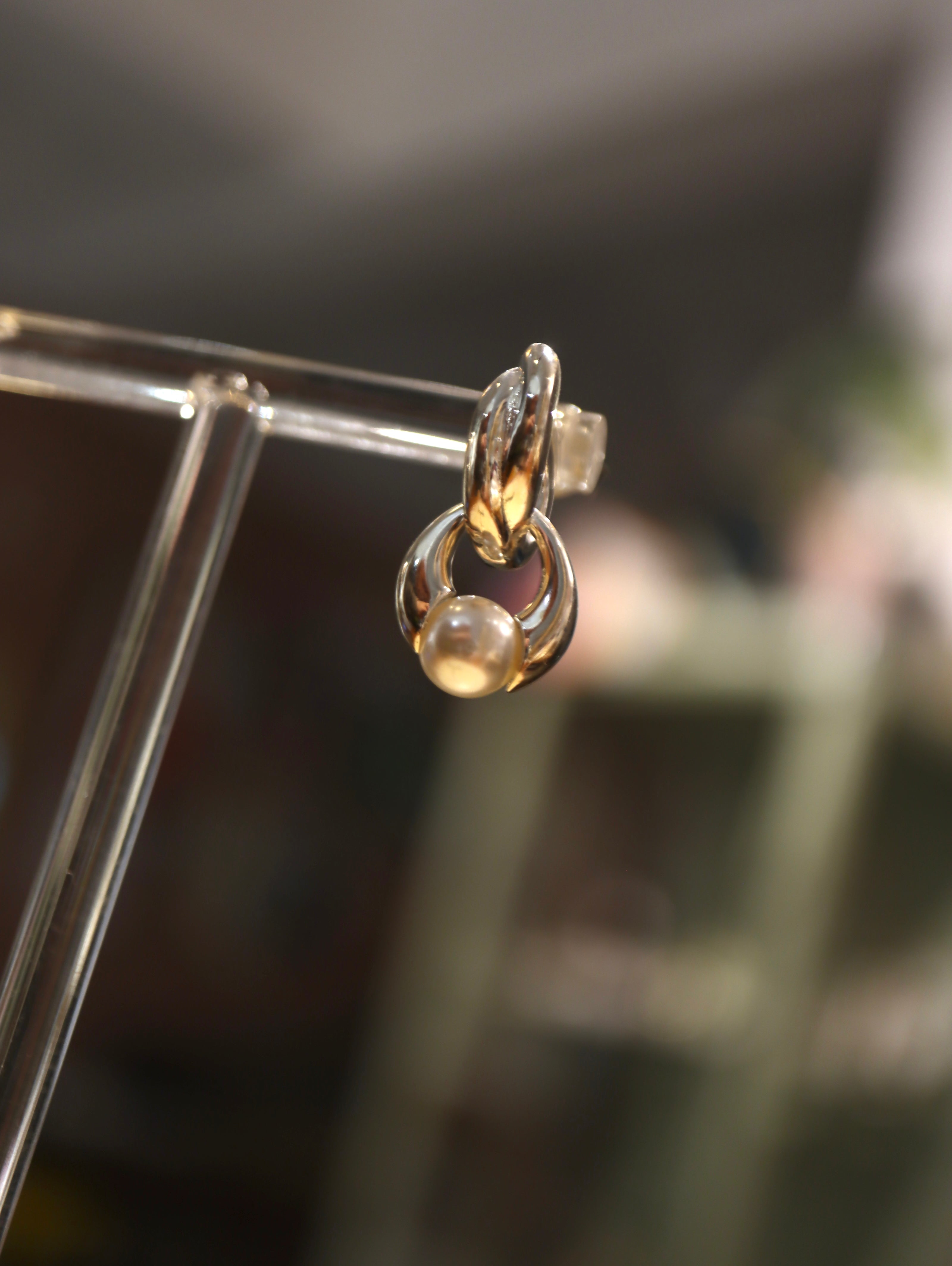 Interlock pearl 925 silver earrings