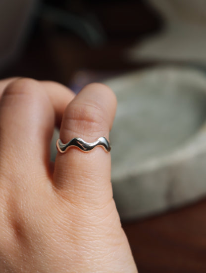 Silver925 wavy little finger pinky ring