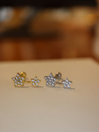 Double star cz 925 silver stud piercing (1pc)