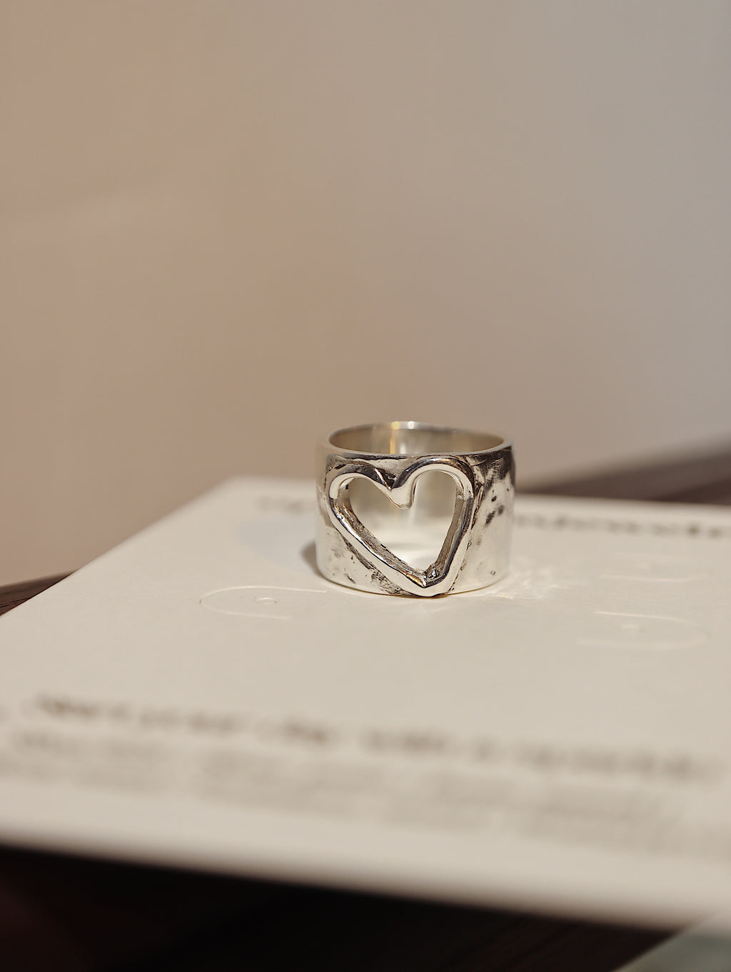 Handcrafted Hollow heart band  925 silver pinky / midi ring