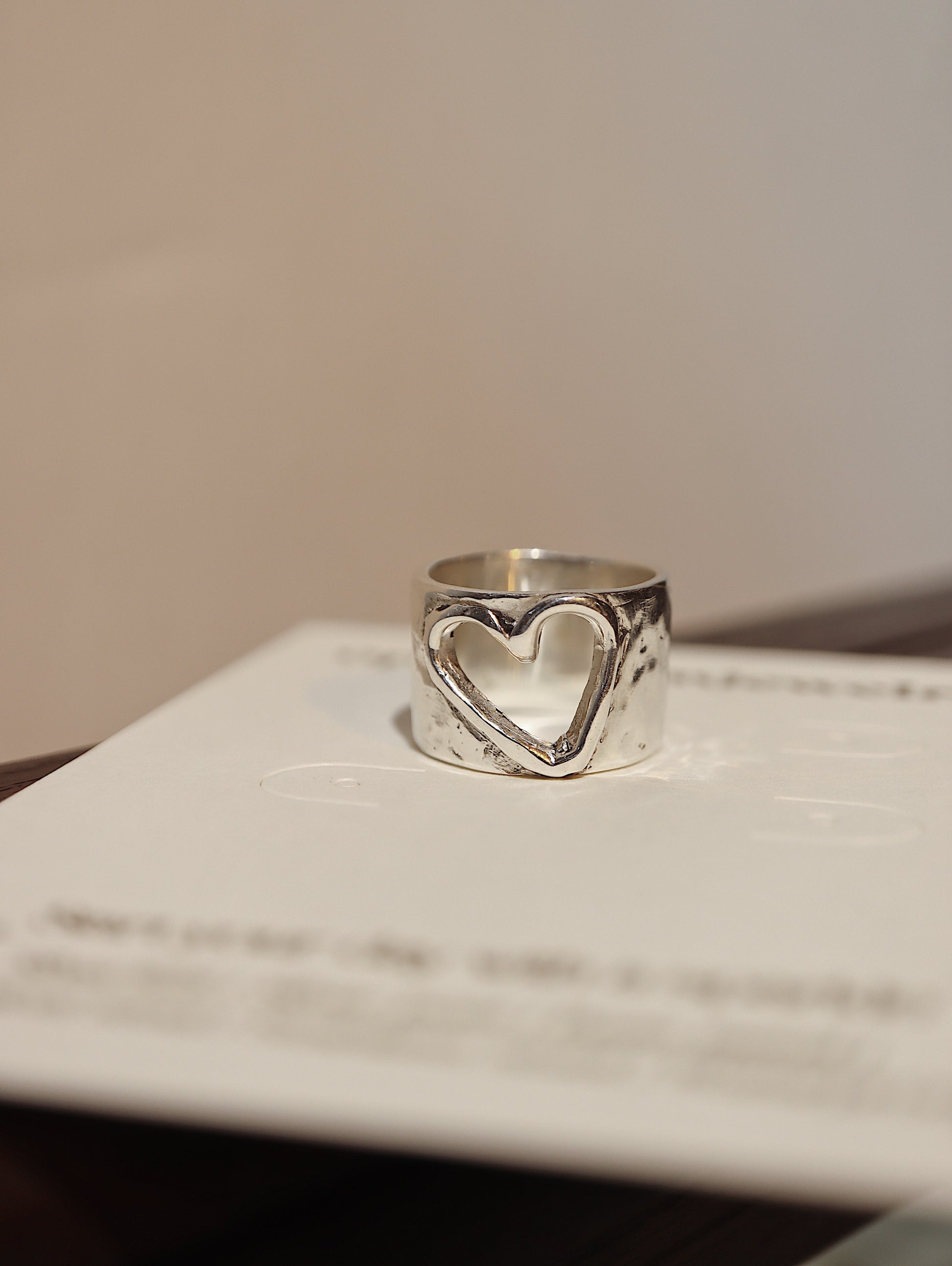 Handcrafted Hollow heart band  925 silver pinky / midi ring